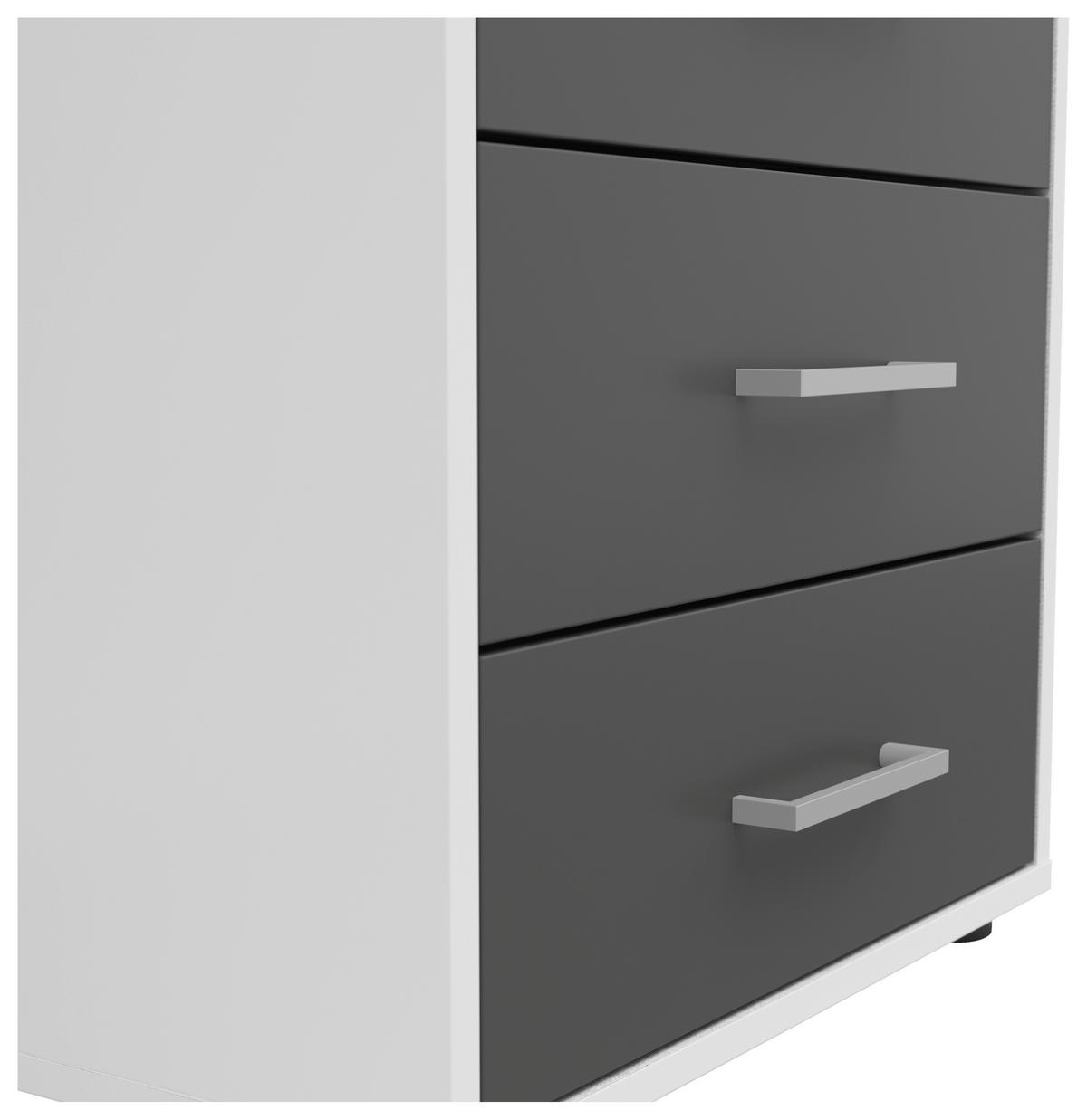 NOPTIERA SMART 3 - alb/antracit, Basics, material pe bază de lemn (50/54/35cm) - Modern Living