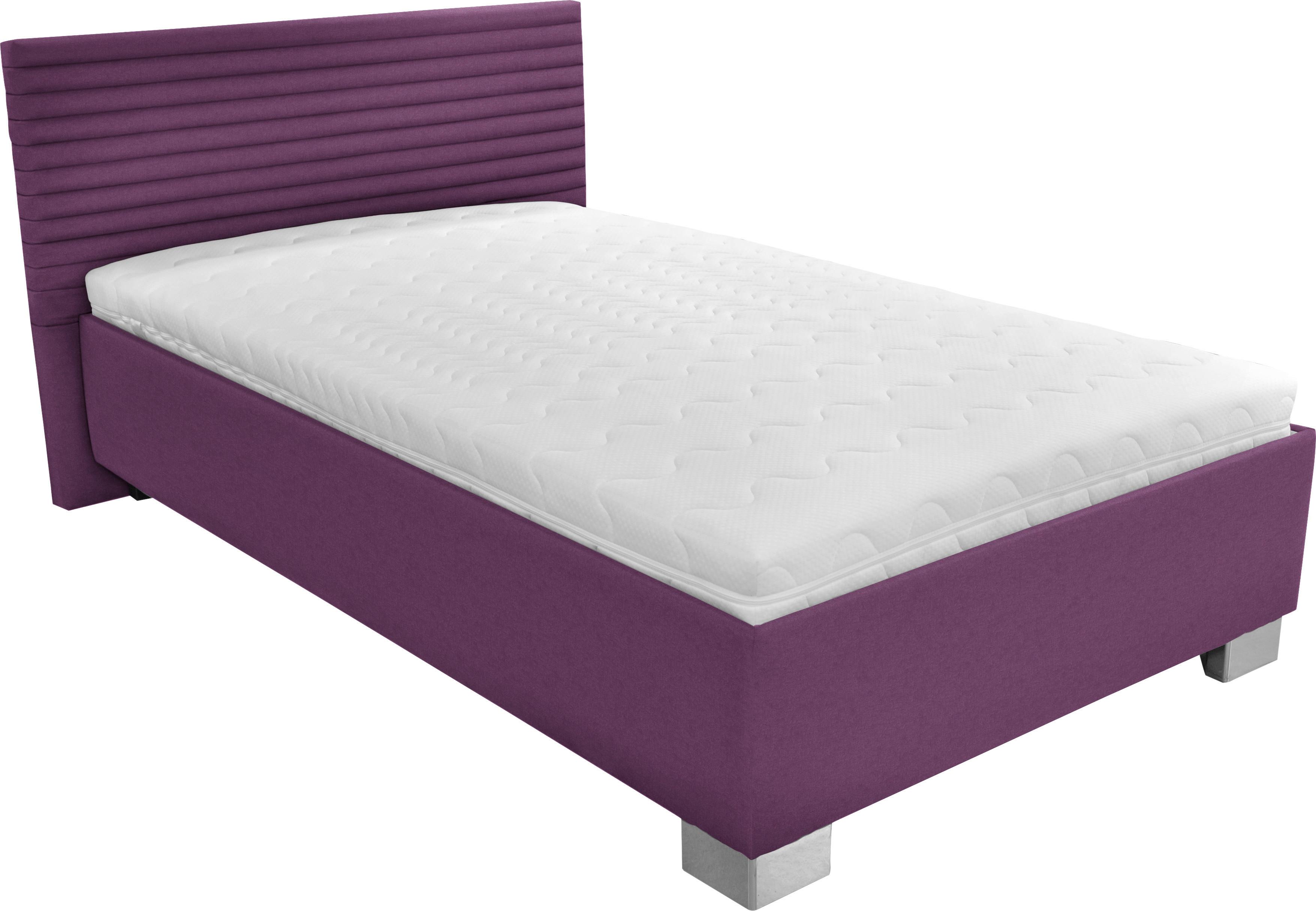 Tapecirani Krevet Como - bijela/ljubičasta, drvo/tekstil (140/200cm)