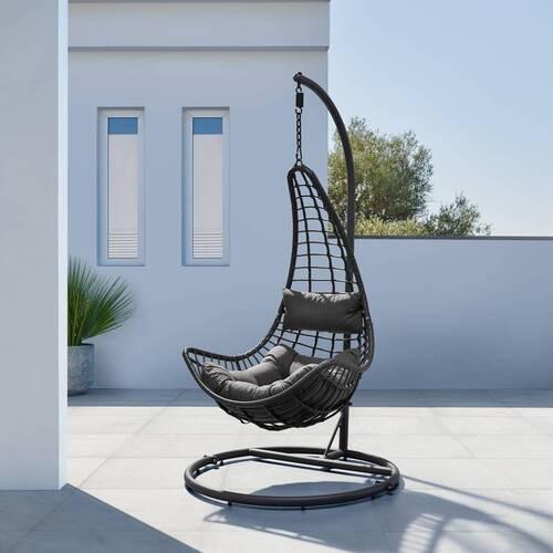 Hängesessel Caitlin Dunkelgrau aus Metall/Kunststoff/Textil - Dunkelgrau, Modern, Kunststoff/Textil (110/198/105cm) - Bessagi Garden