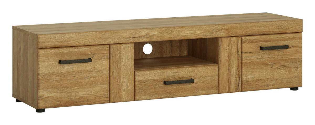 Nizka Omarica Cortina, Barva Hrasta - črna/barve hrasta, Moderno, kovina/umetna masa (156,8/39,8/40,9cm)