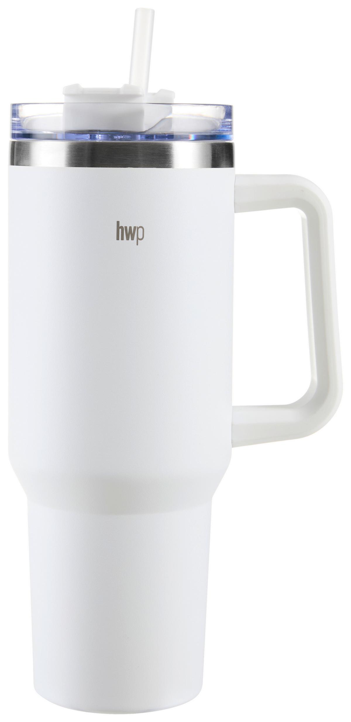 TERMOKUBEK LAUREL - biały, Trend, tworzywo sztuczne/metal (10/26,5cm) - Homeware Profession.