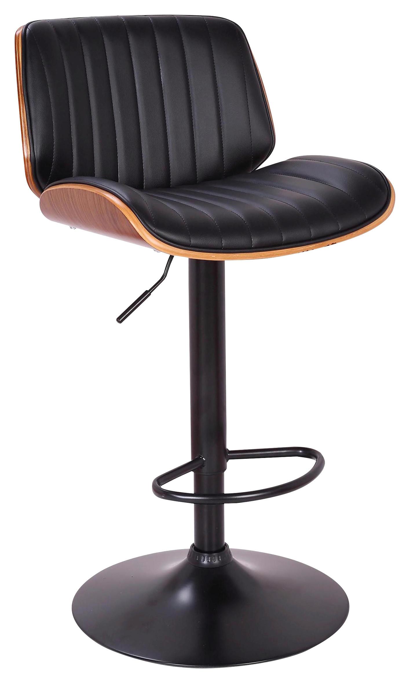 Barhocker in Schwarz - Walnussfarben/Schwarz, LIFESTYLE, Holz/Textil (47/87-108/50cm) - Premium Living