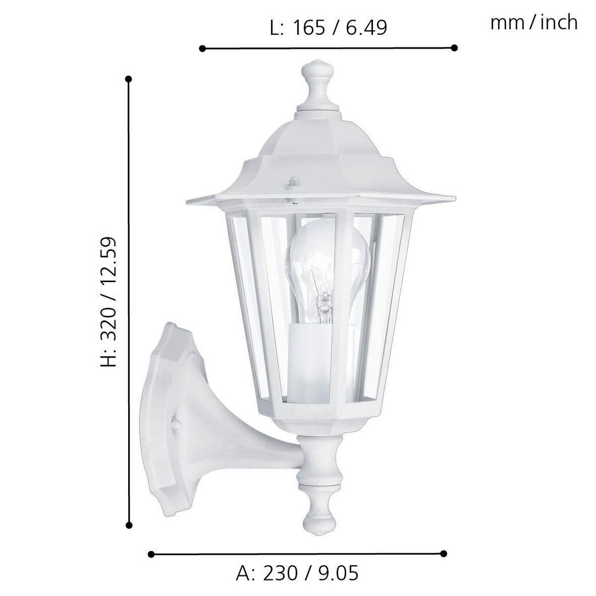Aussenwandleuchte Laterna 5 Weiss-Matt - Klar/Weiss, Basics, Glas/Metall (16,5cm) - Eglo