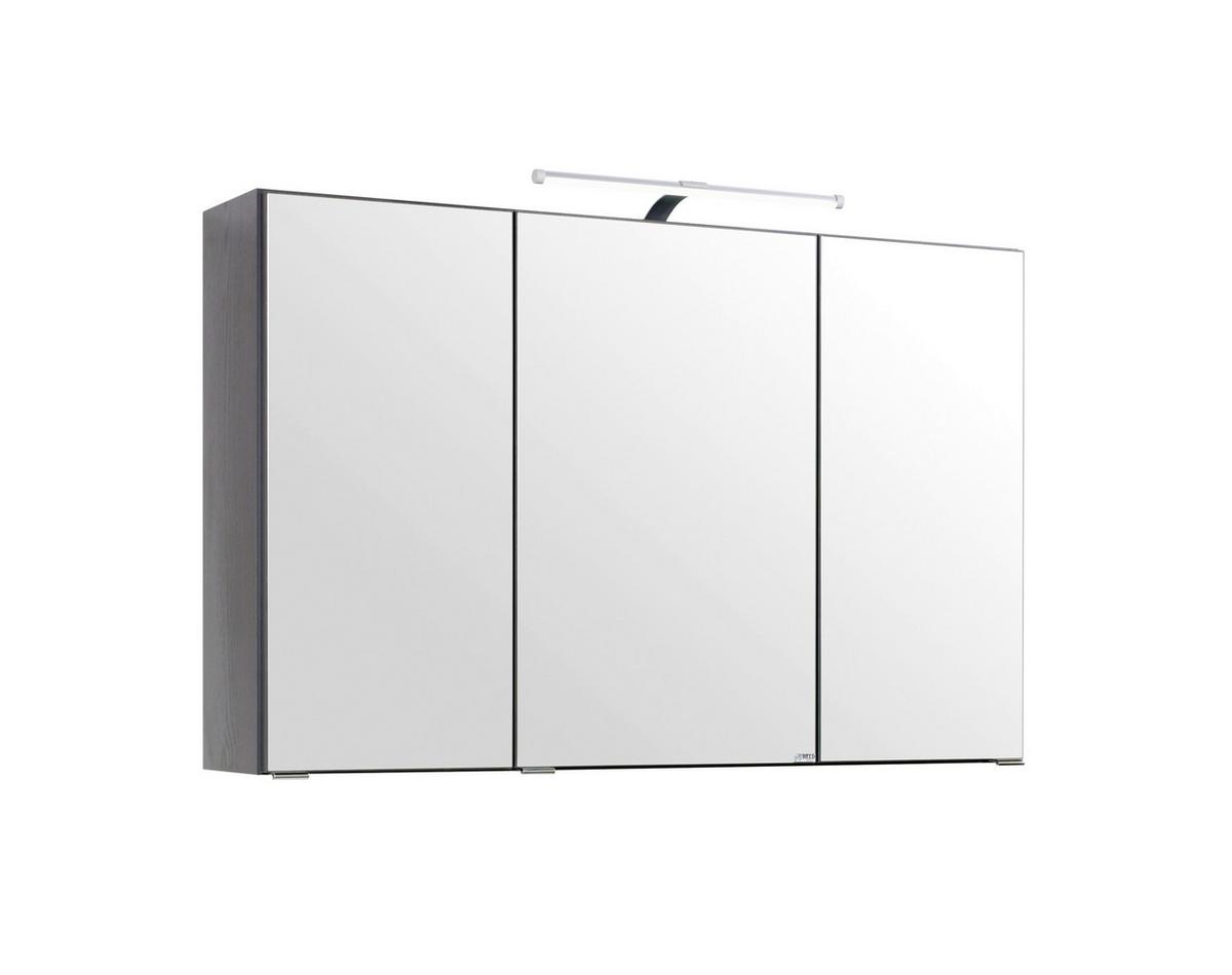 Spiegelschrank Florida in Graphitfarben mit LED - MODERN, Glas/Holzwerkstoff (100/64/20cm) - Premium Living