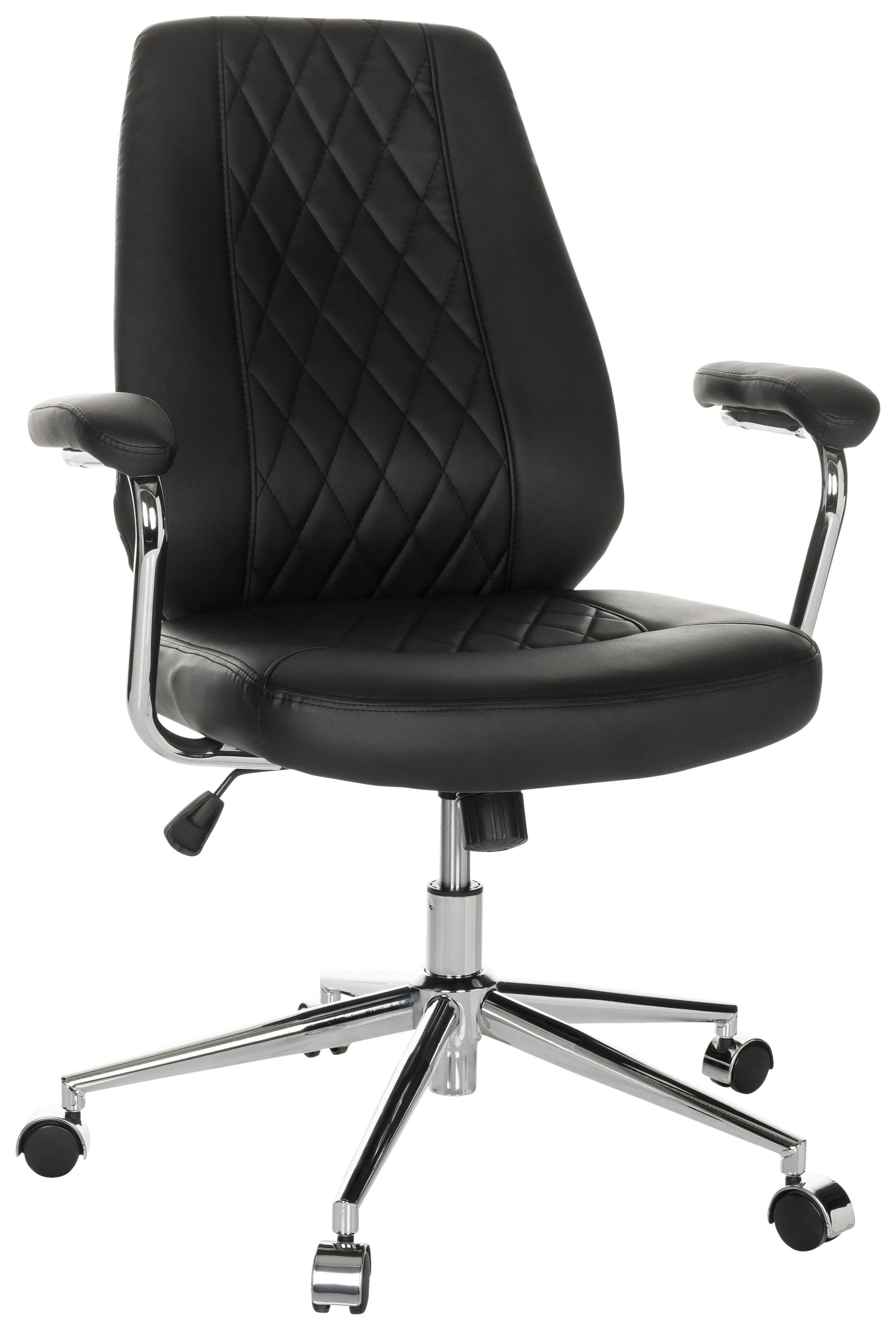 Pisarniški Stol Theo I, Črna - srebrne barve/črna, Basics, kovina/umetna masa (68/96-103/68cm) - MID.YOU