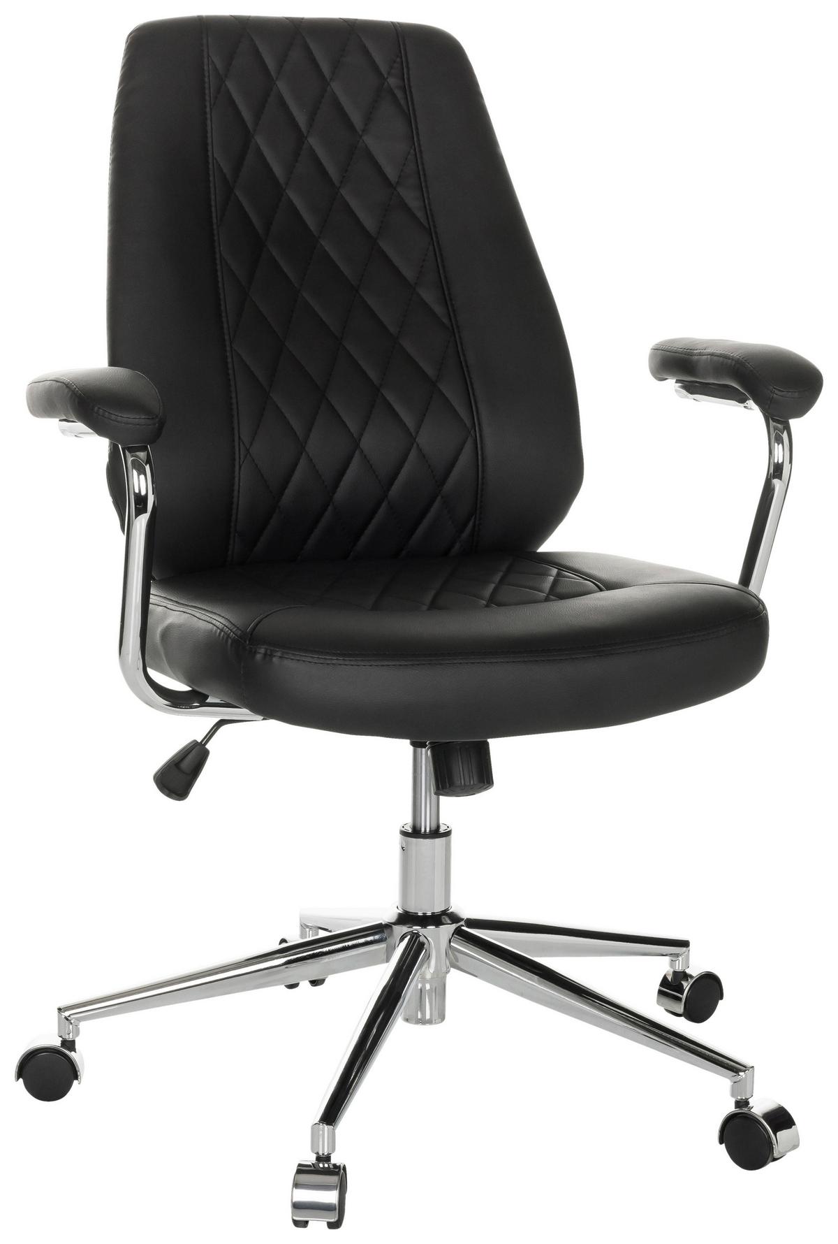 Pisarniški Stol Theo I, Črna - srebrne barve/črna, Basics, kovina/umetna masa (68/96-103/68cm) - MID.YOU