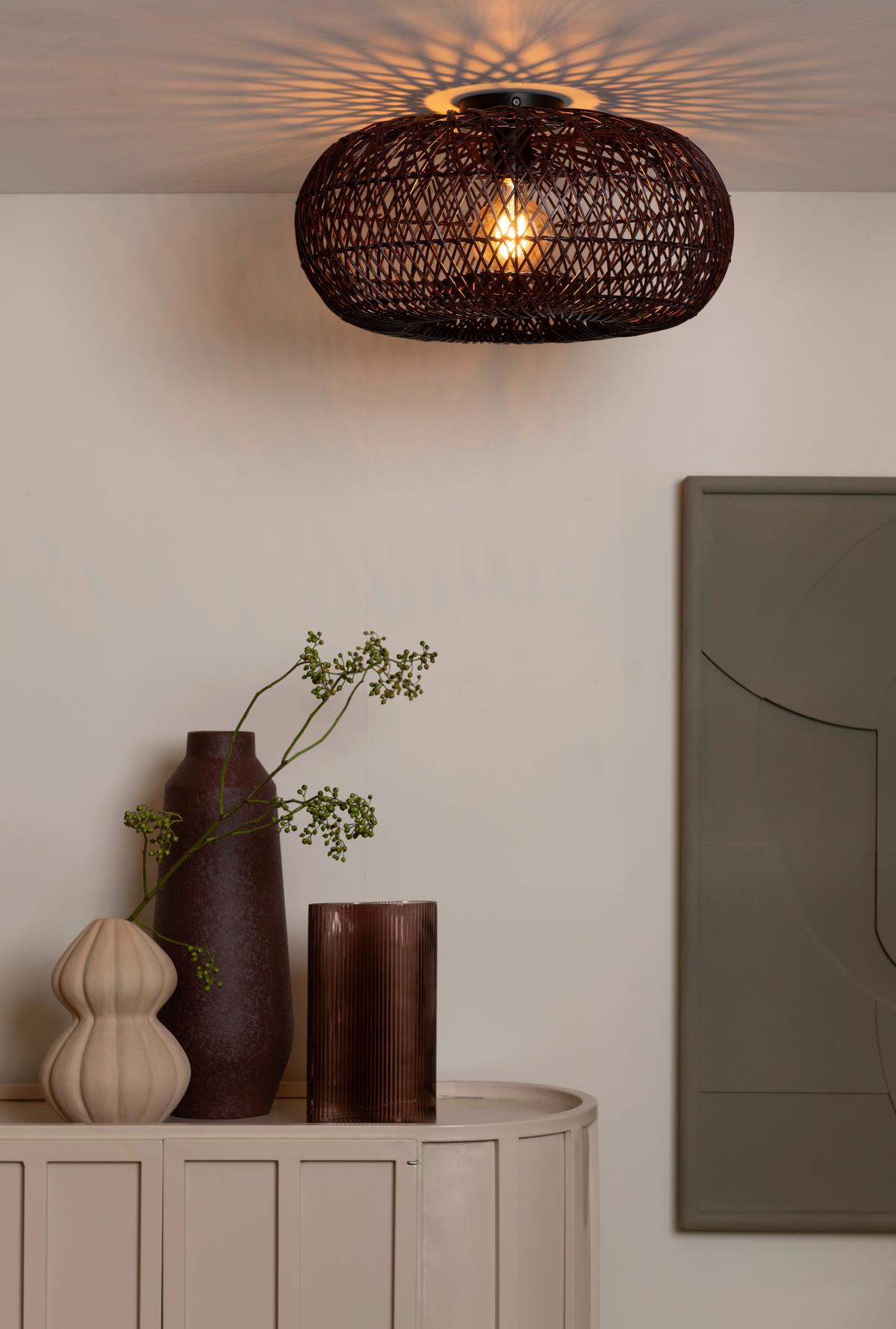 Stropna Svetilka Arizona, Bordo, Bambus - bordo, Basics, naravni materiali (50/23cm) - Good & Mojo