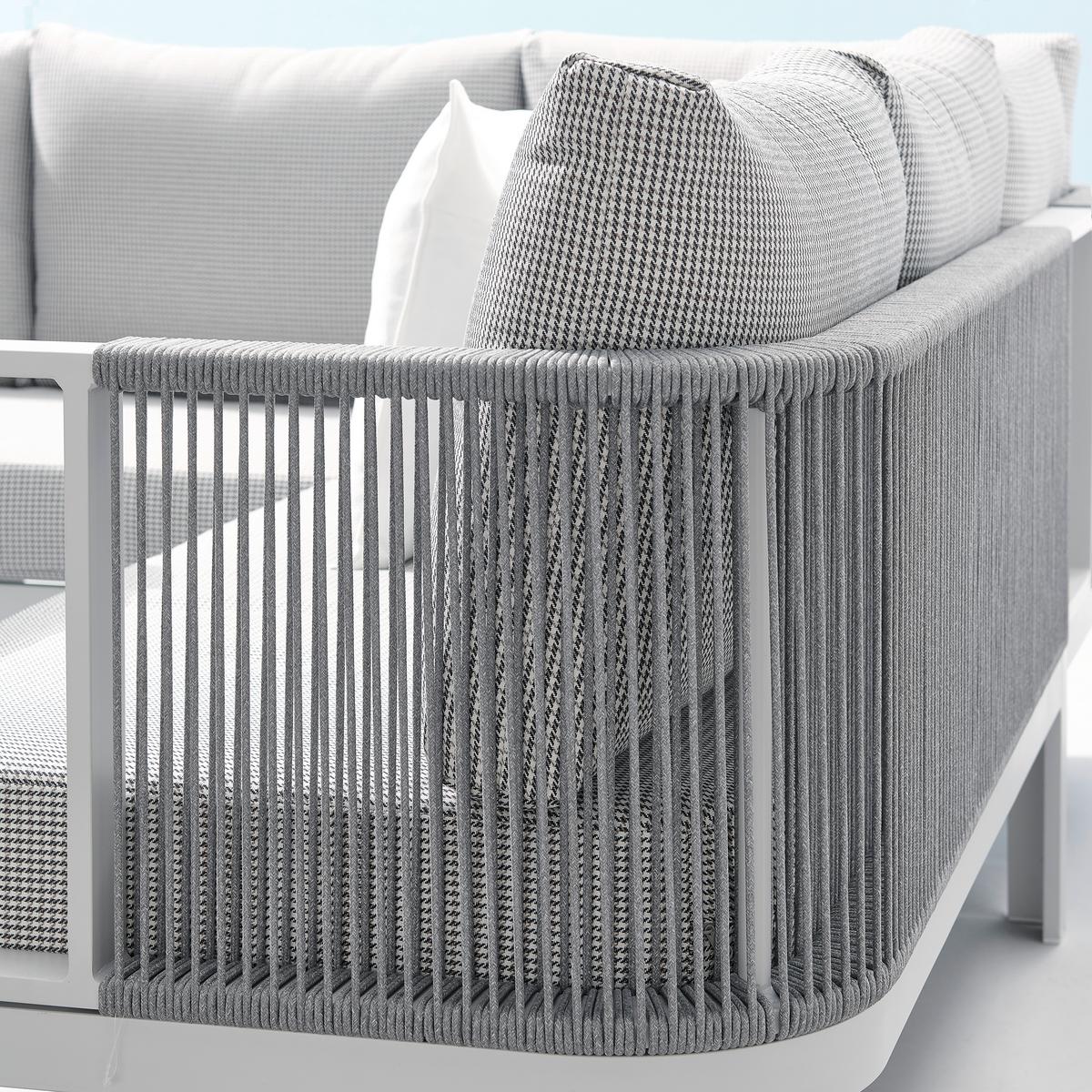 Loungegarnitur Levin in Grau/Weiss - Weiss/Grau, Modern, Glas/Textil (131/199cm) - Mömax