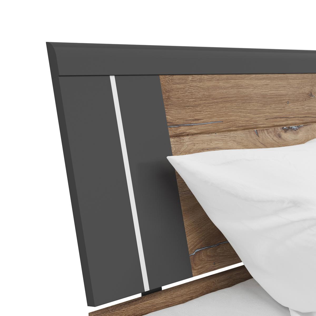 Stauraumbett Saturn ca. 180x200cm Graphit/Eichenfarben - Eichefarben/Graphitfarben, KONVENTIONELL, Holzwerkstoff (180/200cm) - Mömax