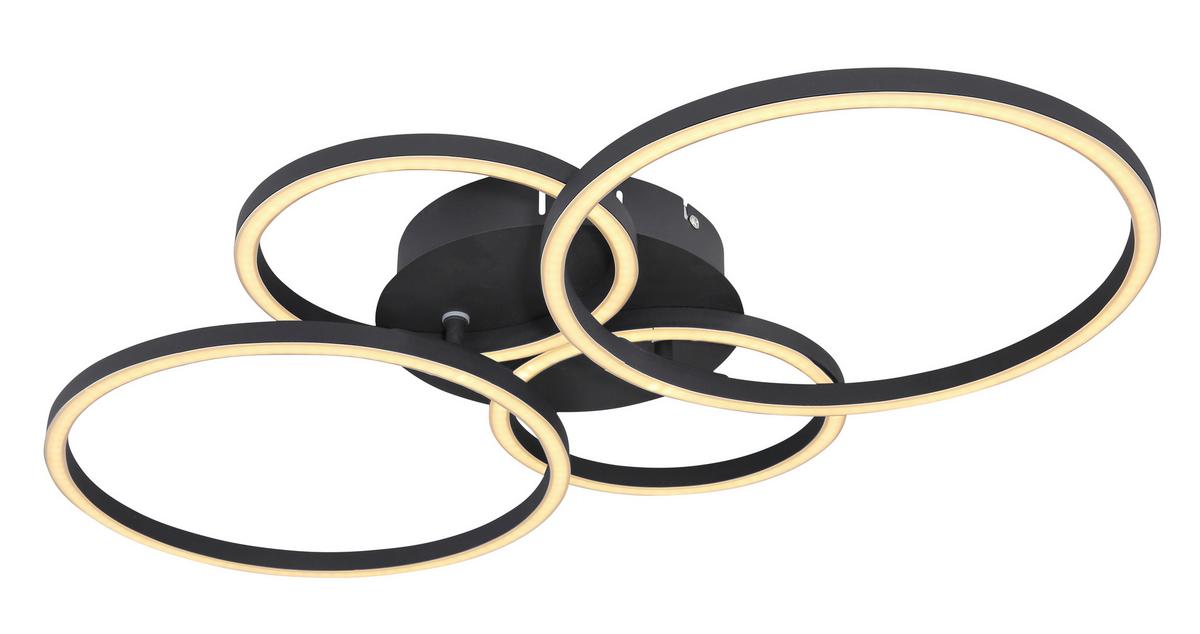 Led Stropna Svjetiljka Kendy - crna, Design, metal/plastika (65,5/40,6/7,5cm) - Globo