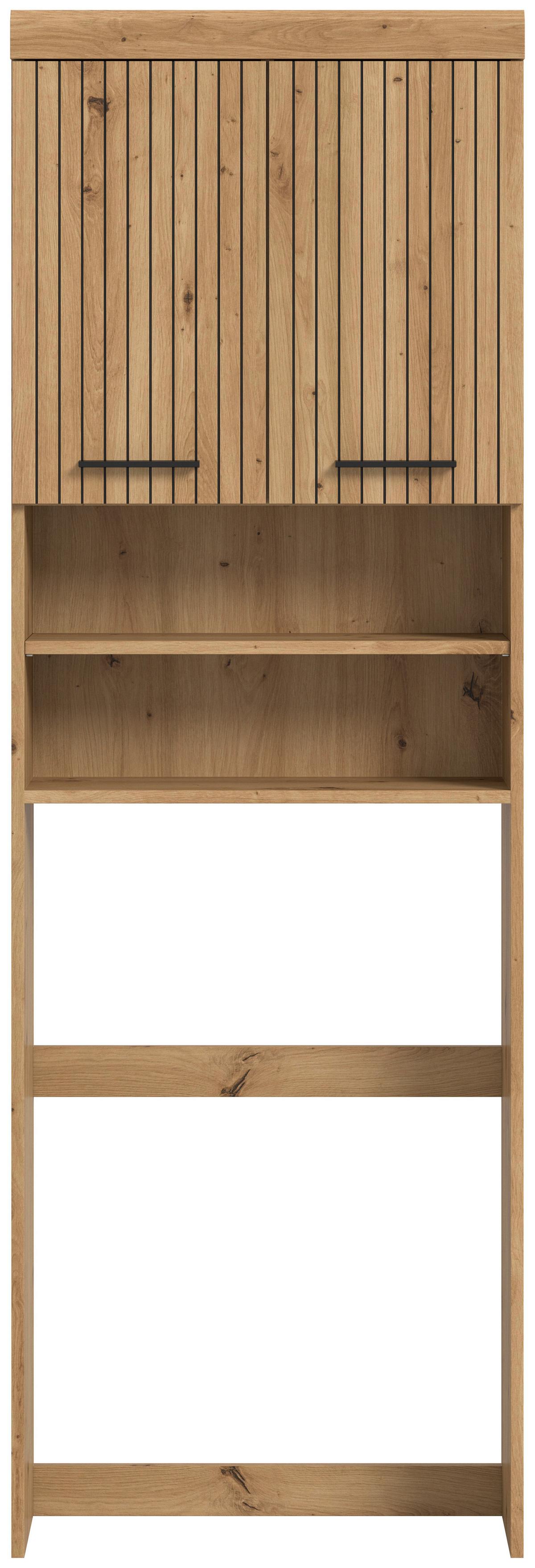 Waschmaschinenschrank Scout Eiche Artisan - Schwarz/Eiche Artisan, Trend, Holzwerkstoff/Kunststoff (63/191/24cm) - MID.YOU