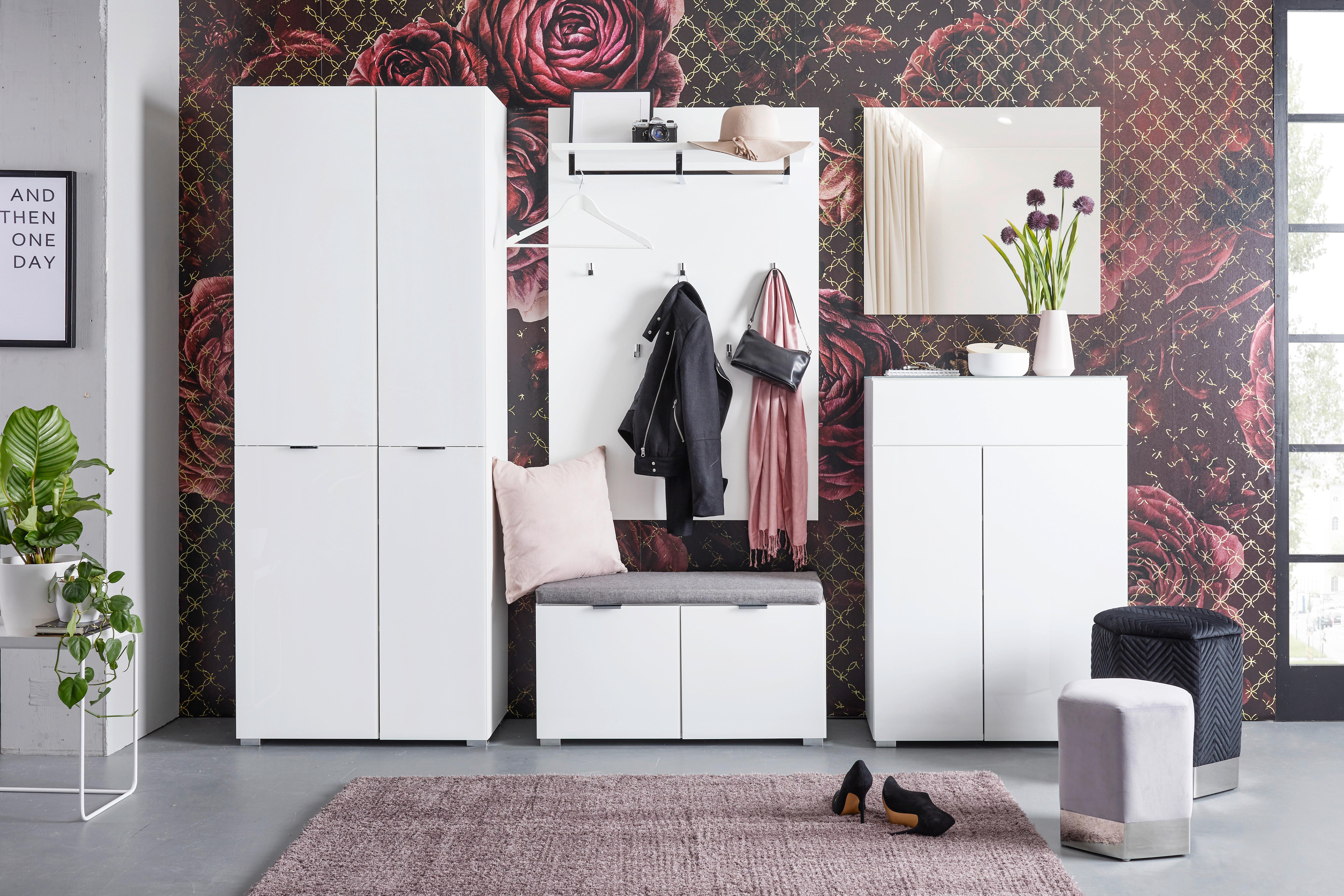 Garderobenschrank in Weiß - Chromfarben/Weiß, MODERN, Glas/Holzwerkstoff (74/194/37cm) - Premium Living