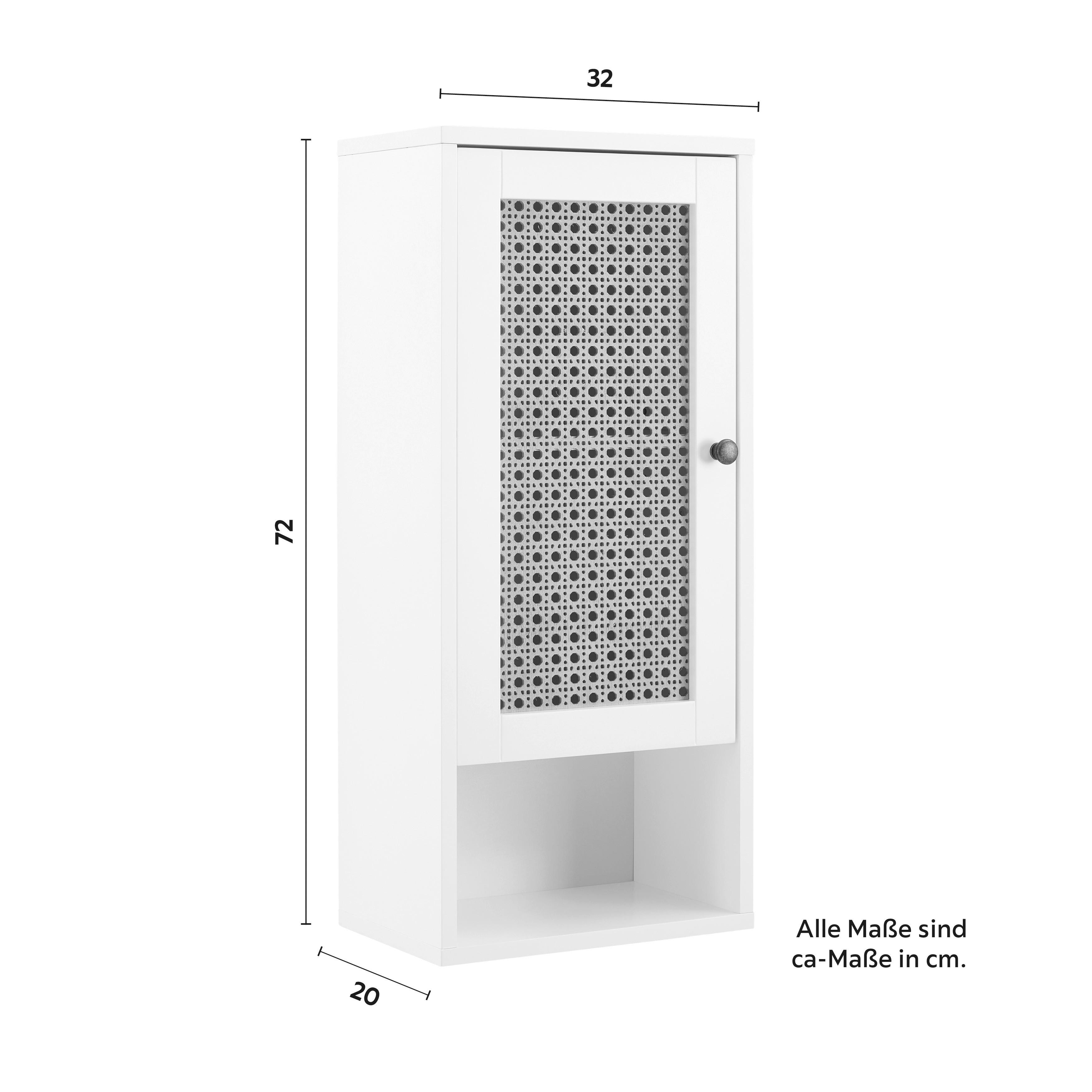 VÄGGSKÅP LISA - vit/bronsfärgad, Modern, metall/trämaterial (32/72/20cm) - Bessagi Home