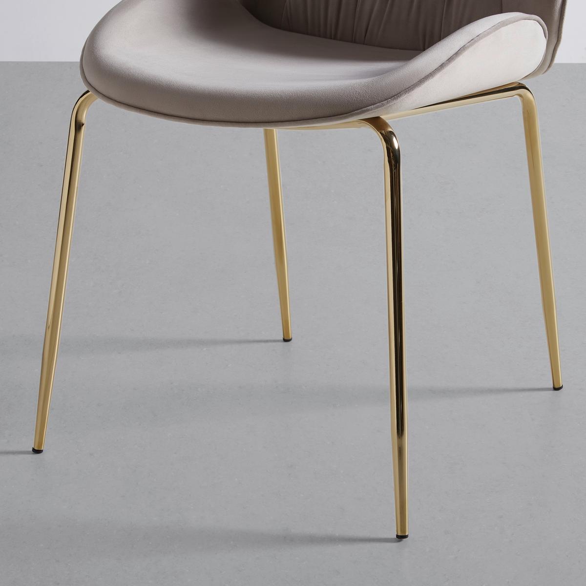 Stol Azra, Bež, Žamet - zlate barve/bež, Trend, kovina/tekstil (48/85/61cm) - Mömax