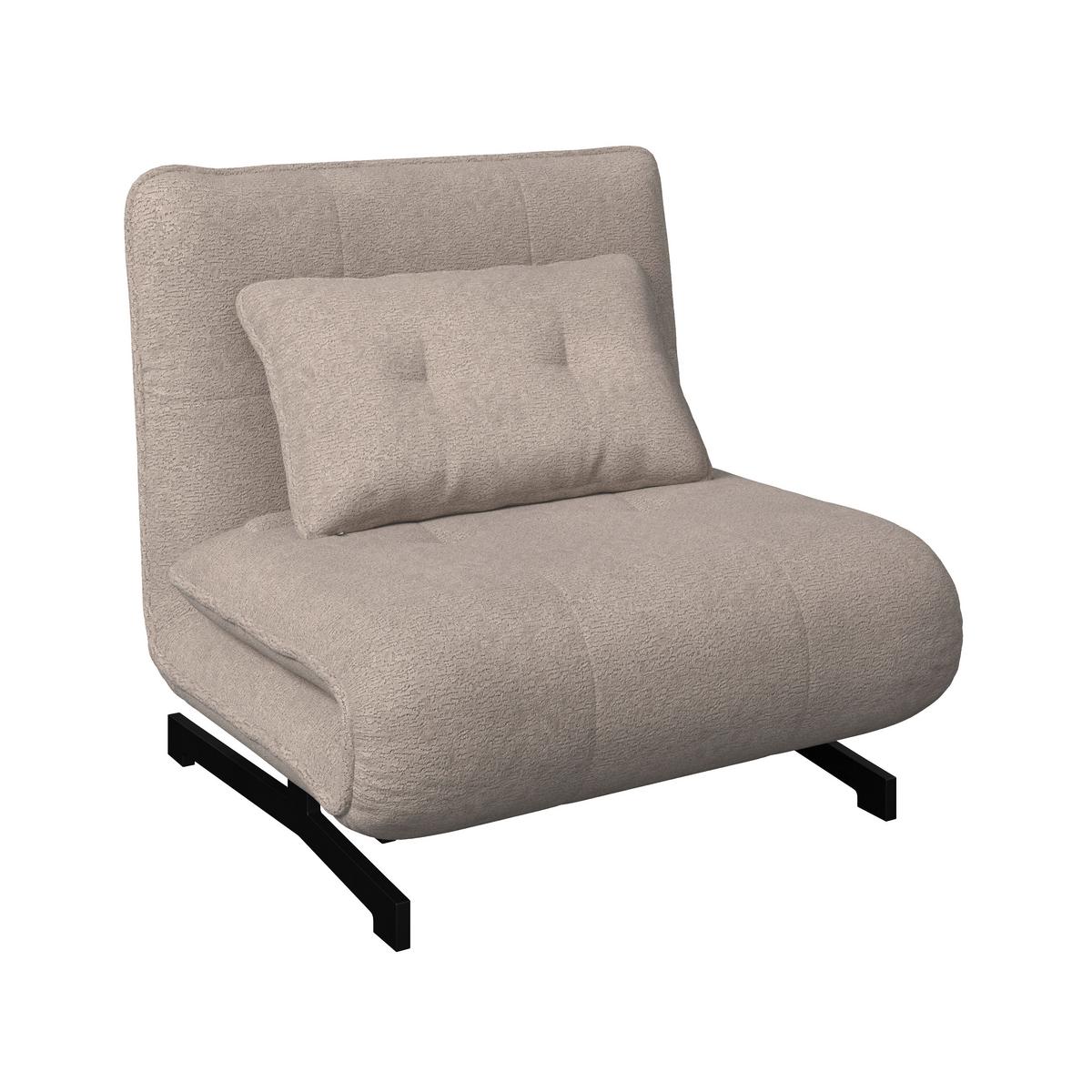 Schlafsessel Luna Bouclé Beige - Beige/Schwarz, MODERN, Textil/Metall (92/40/66cm) - Bessagi Home