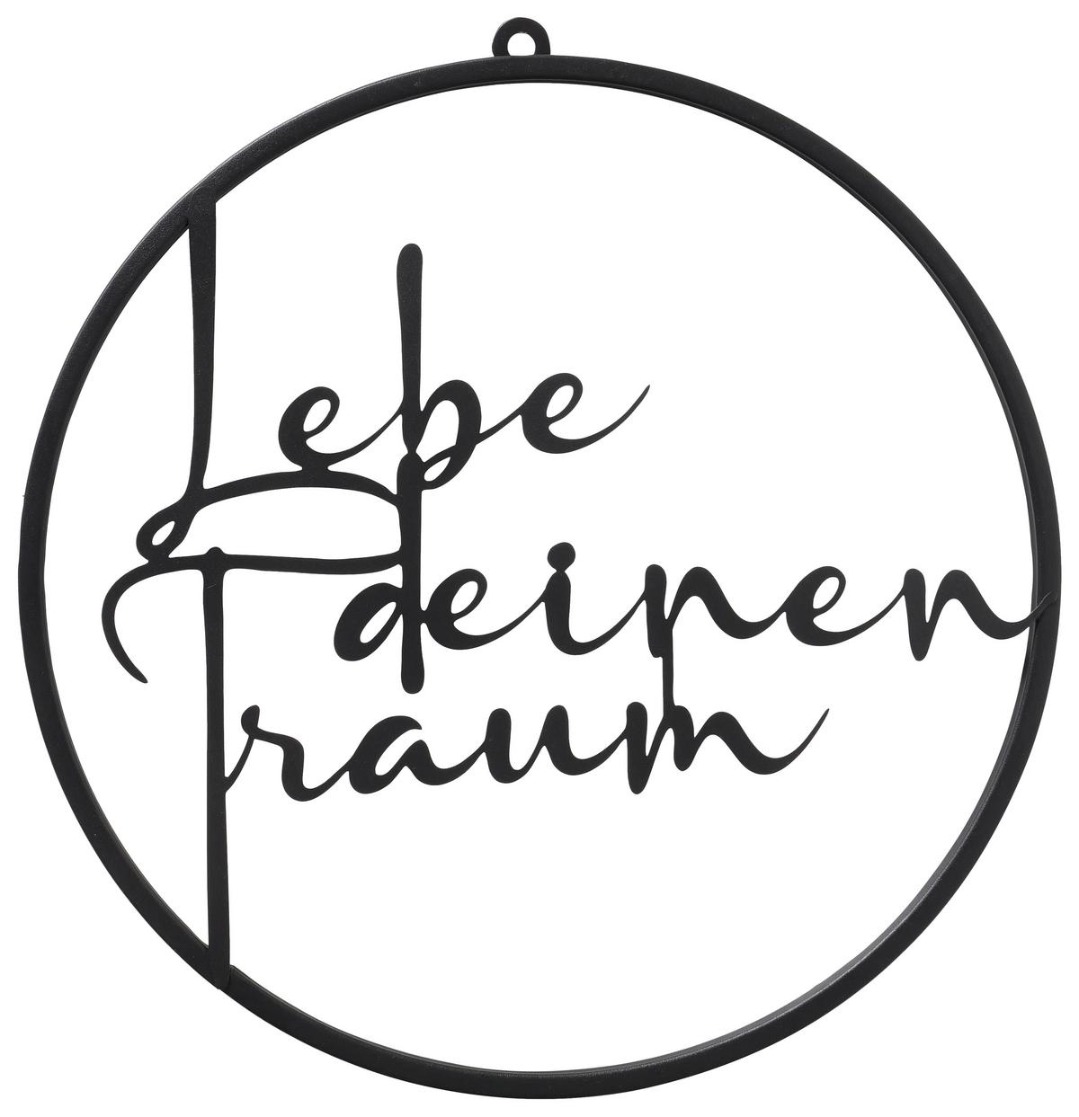 Dekoschild Gerla II in Schwarz - Schwarz, Basics, Metall (38cm) - Modern Living