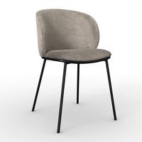 Stuhl Malea Greige Chenille Gepolstert - Greige/Schwarz, MODERN, Holz/Textil (49/81/52cm) - Bessagi Home