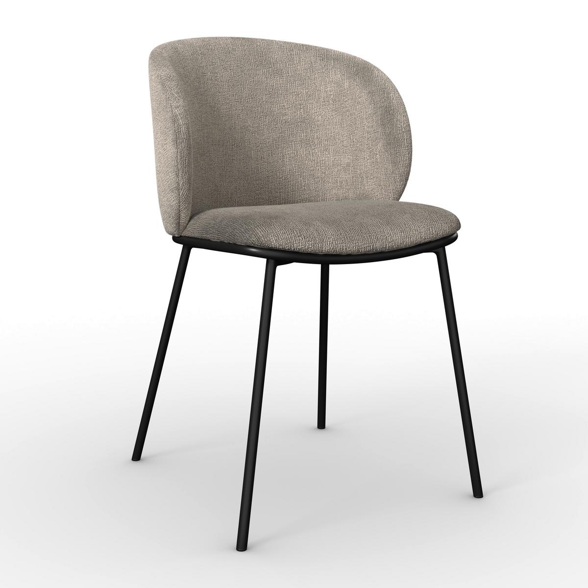 Stuhl Malea Greige Chenille Gepolstert - Greige/Schwarz, MODERN, Holz/Textil (49/81/52cm) - Bessagi Home