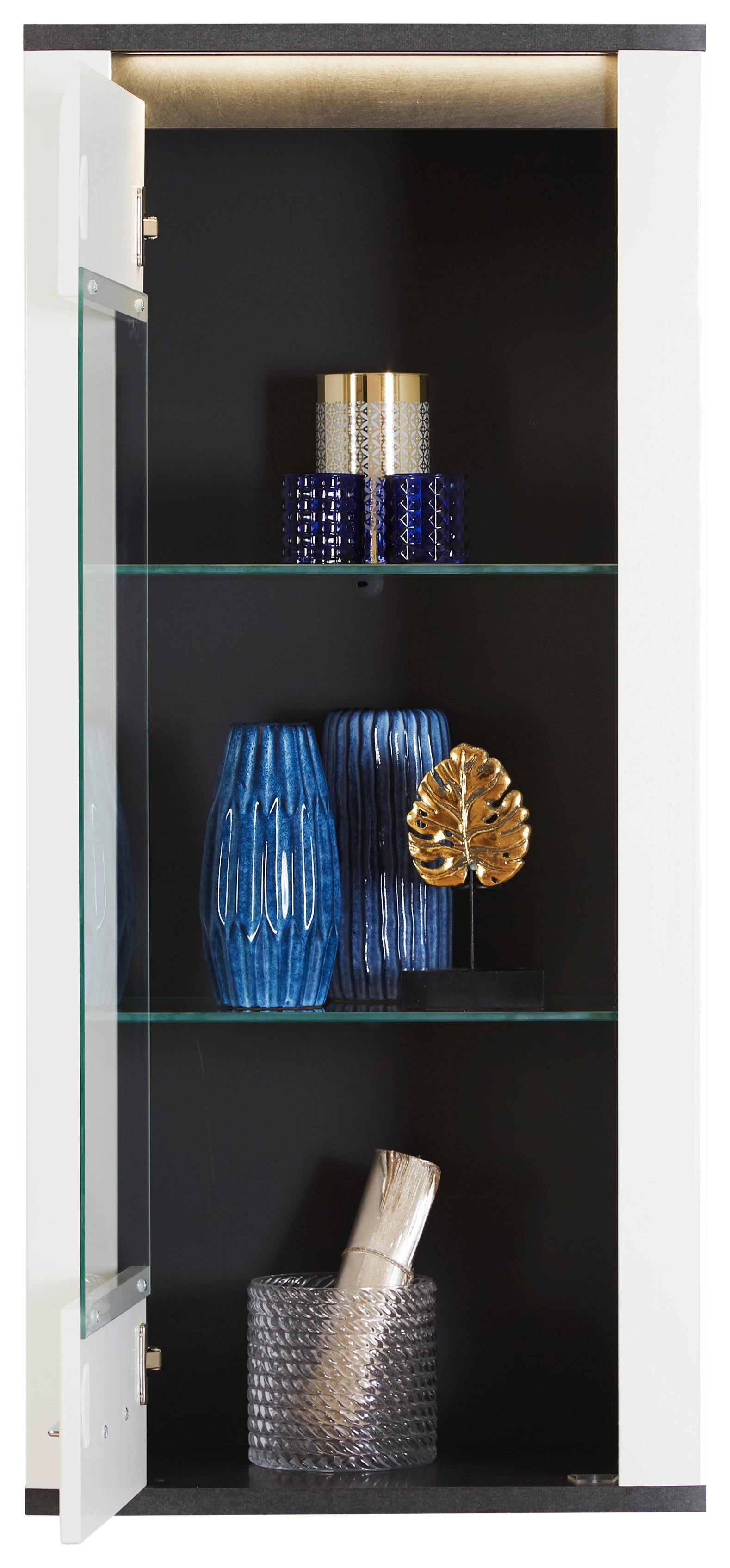 Viseča Vitrina Alassio - barve kroma/bela, Moderno, kovina/steklo (54,7/118,5/34cm) - Premium Living