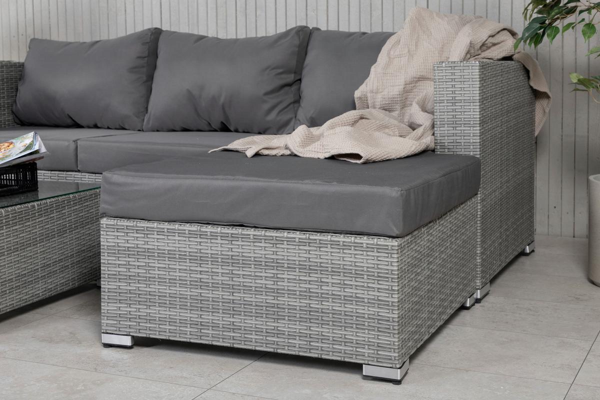 Dining-Loungeset Rotterdam ca. 202x160 cm Grau - Grau, KONVENTIONELL, Glas/Kunststoff - Gardenson