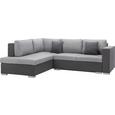 Wohnlandschaft Grau mit Bettfunktion - Dunkelgrau/Silberfarben, KONVENTIONELL, Holz/Textil (264/203cm) - MÖMAX modern living