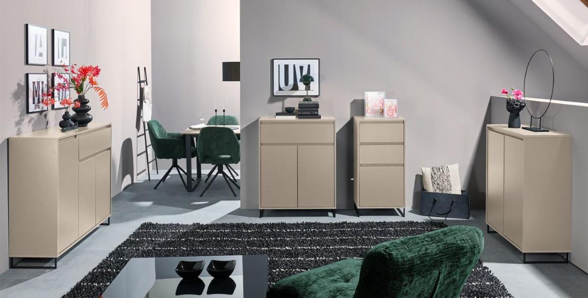 Comodă COLOGNE - cașmir, Design, material pe bază de lemn (80/103/38cm) - Modern Living