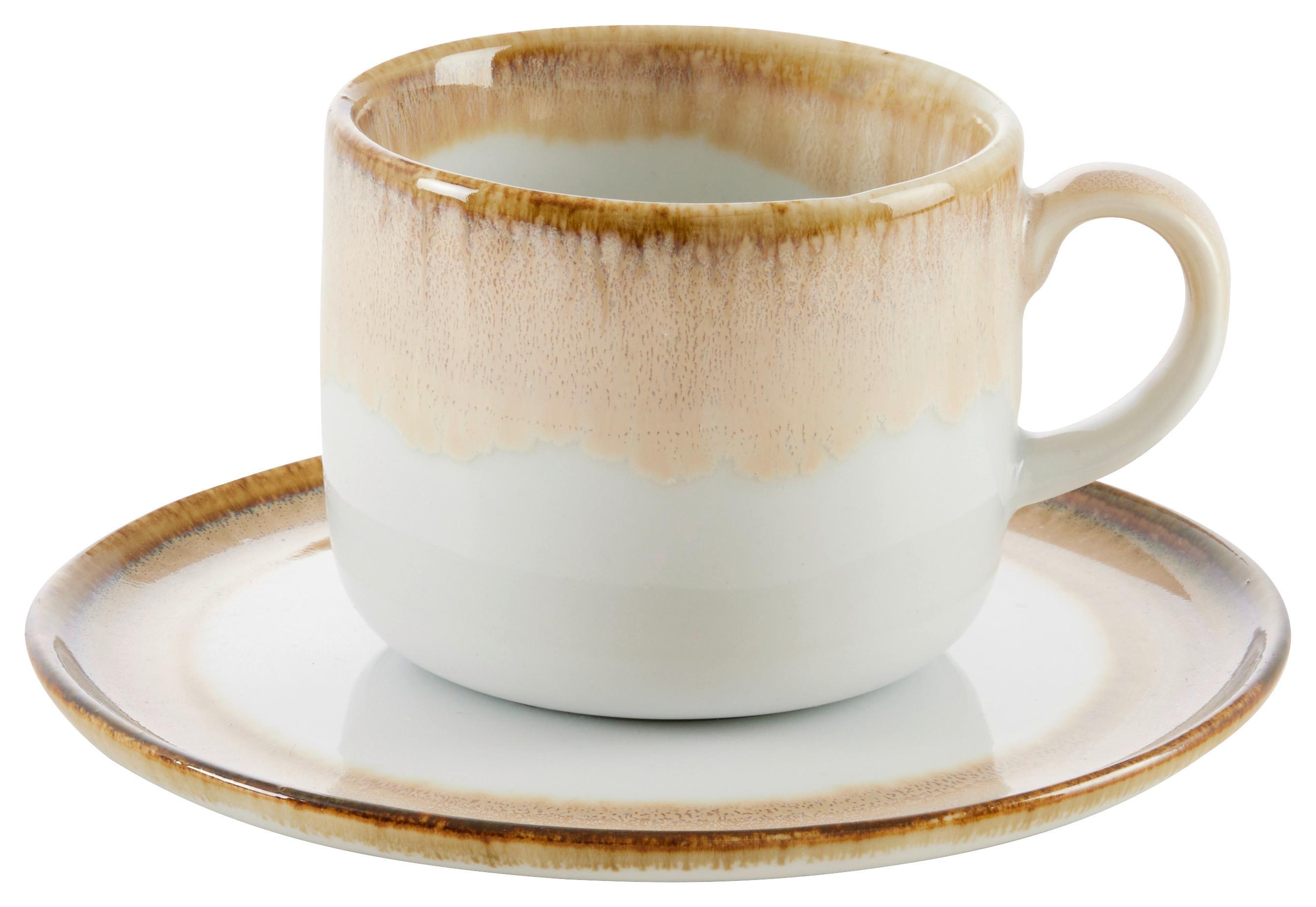 Ceașcă de cafea cu farfurioară Saturn - bej, Modern, ceramică - Mömax