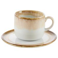 Ceașcă de cafea cu farfurioară Saturn - bej, Modern, ceramică - Mömax