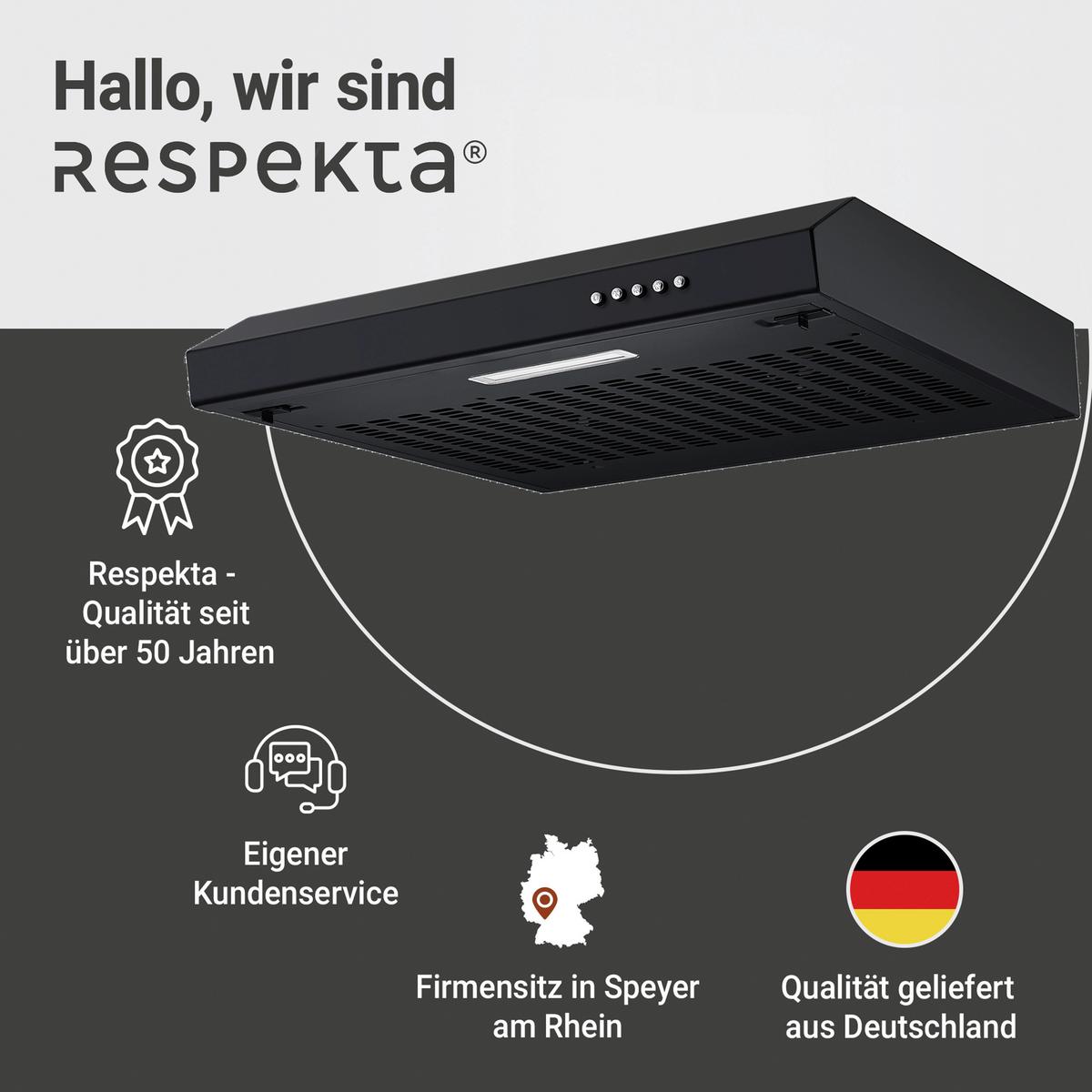 Dunstabzugshaube CH600SC-19 Schwarz - Schwarz, Trend, Metall (60/8/46,5cm) - Respekta
