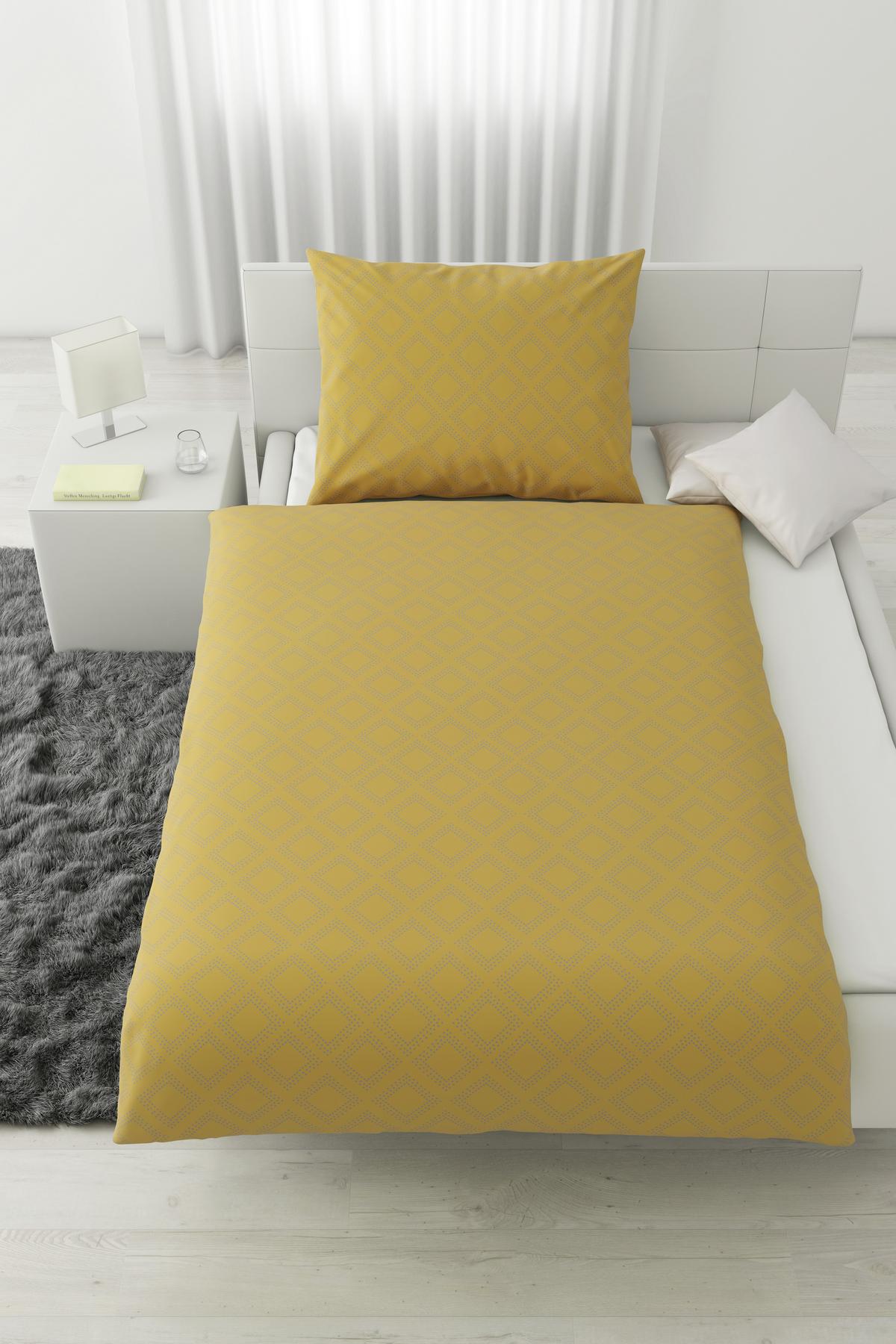 Bettwäsche Ornament ca. 160x210cm - Gelb/Grau, Lifestyle, Textil (160/210cm) - Modern Living