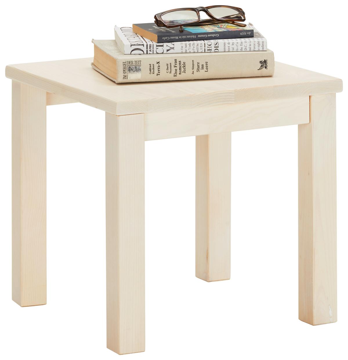 Nachttisch in Weiss aus Massiv Holz - Kieferfarben, Konventionell, Holz (35/35/35cm) - Based