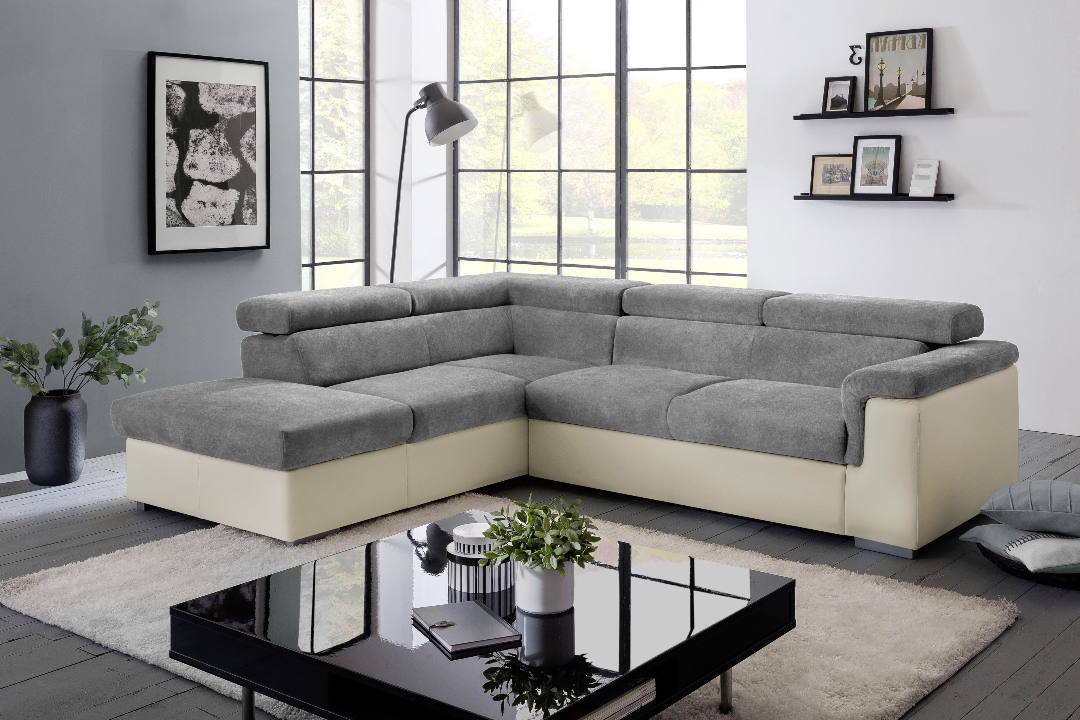 Wohnlandschaft Milla Anthrazit/Braun ca. 217x252 cm - Anthrazit/Braun, Basics, Holz/Textil (217/252cm) - MID.YOU