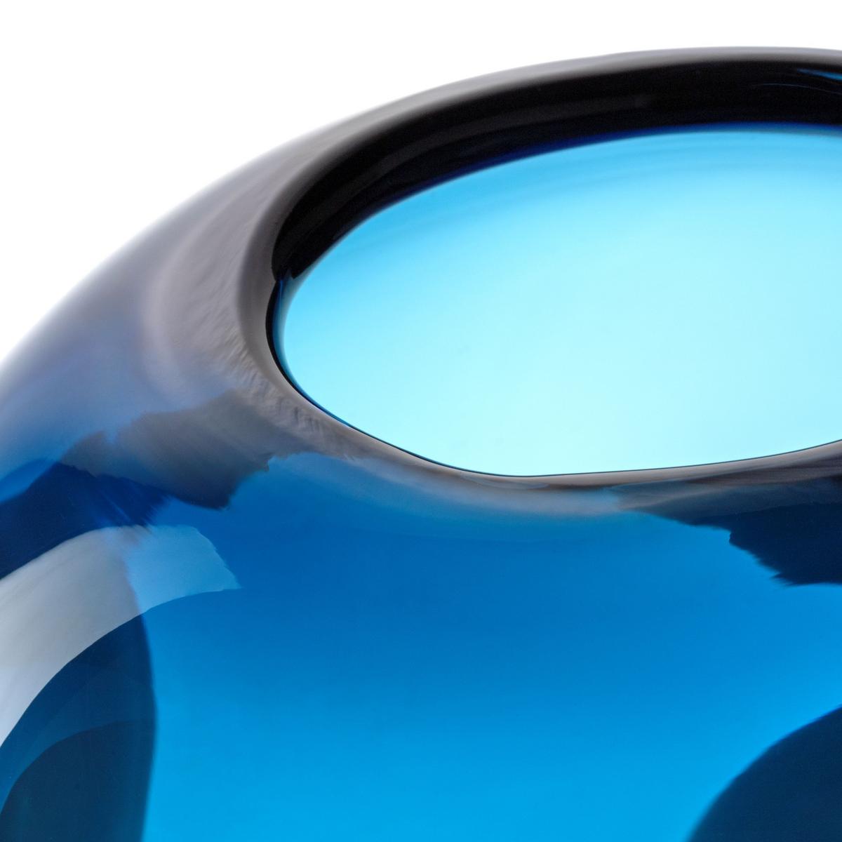 Vase Blau/Schwarz/Weiß - Blau/Schwarz, Basics, Glas (17,00/32,50/12,50cm) - Leonardo