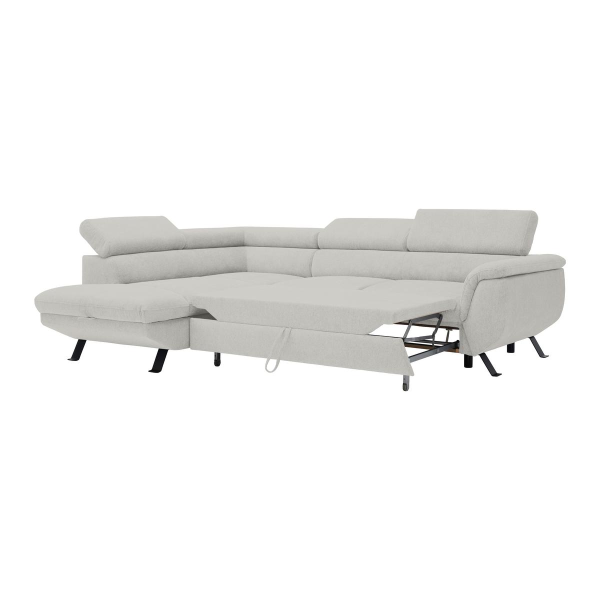 Ecksofa Raven Grauweiß - Grauweiß/Schwarz, MODERN, Textil/Metall (96/76-92/257cm) - Mömax