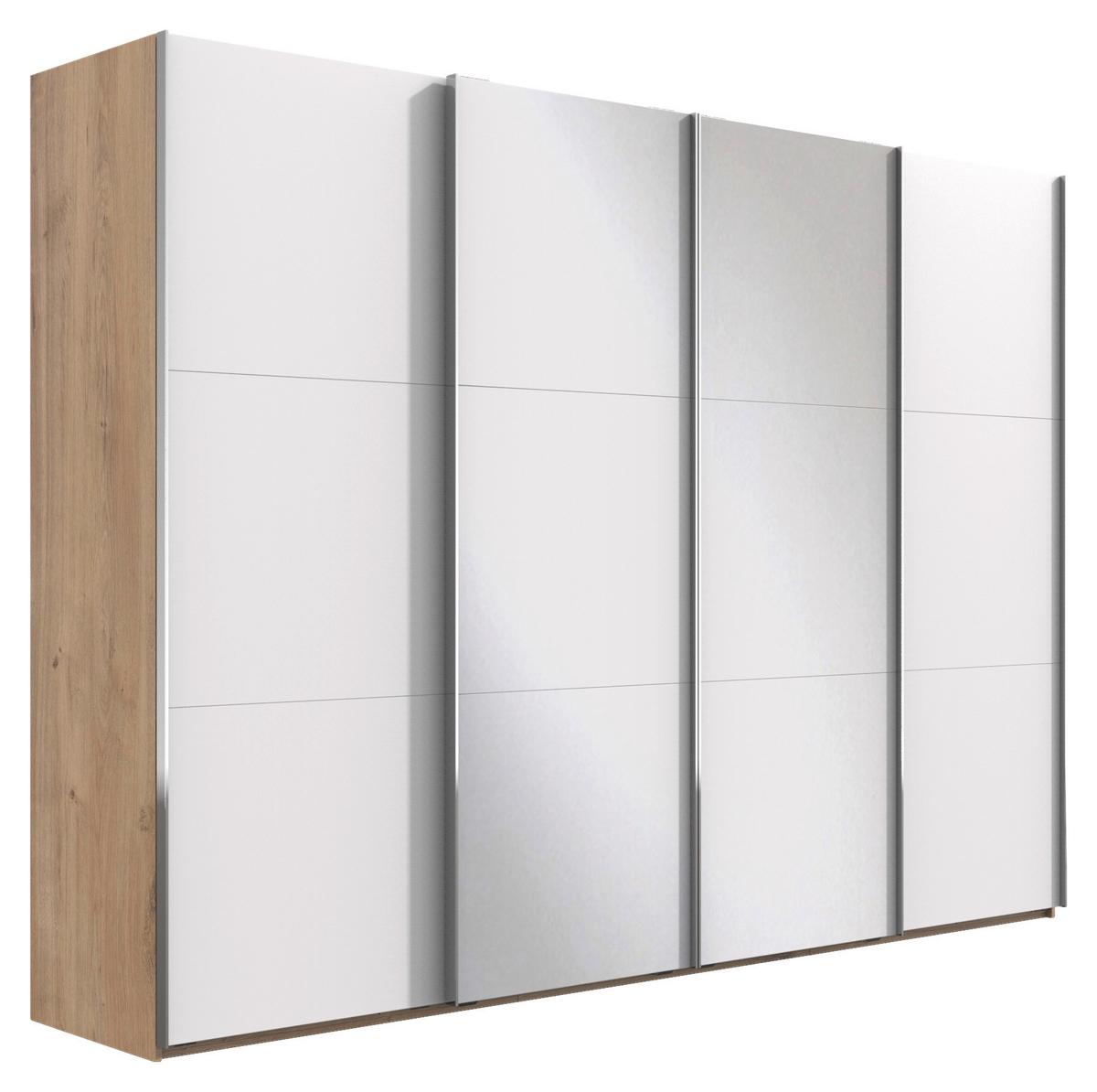 Ormar S Kliznim Vratima Level 36a - bijela/boje hrasta, Basics, staklo/drvni materijal (350/216/65cm) - Modern Living