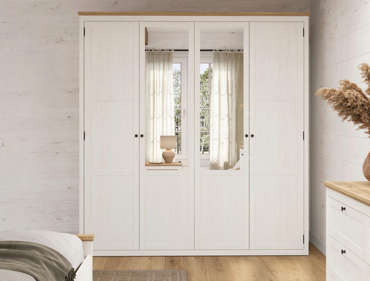 Drehtürenschrank Korsika Eiche-/Pinienfarben - Eichefarben/Schwarz, ROMANTIK / LANDHAUS, Holzwerkstoff/Metall (208,6/219,7/62cm) - Mömax