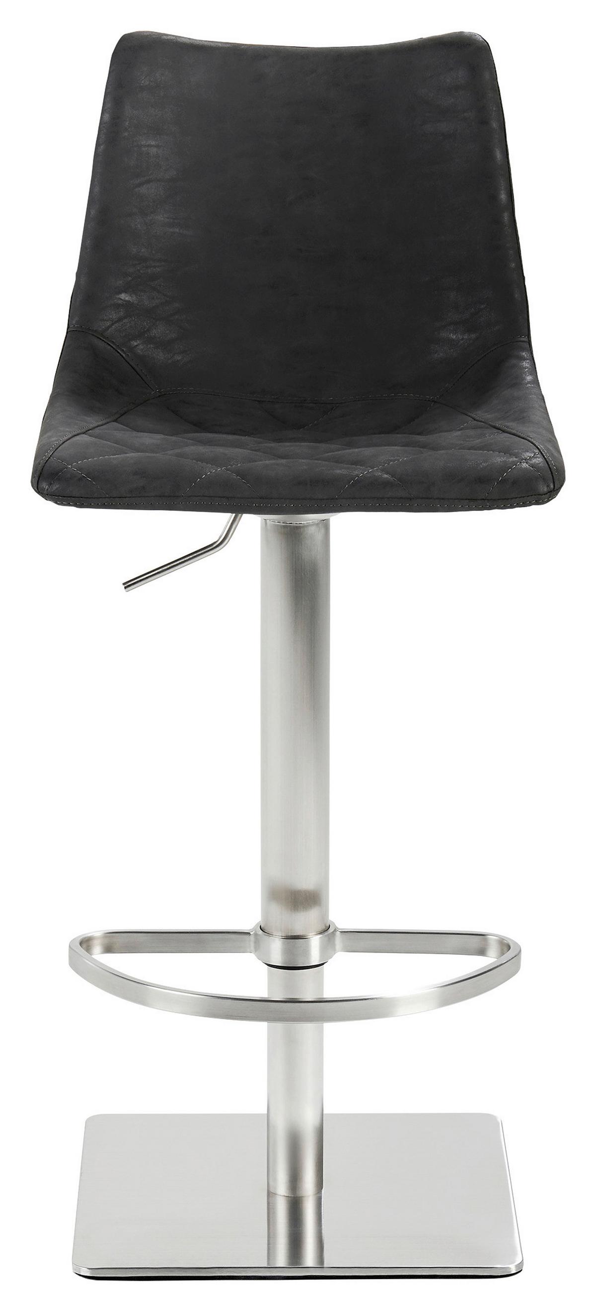 Tresenstuhl "My Tobi", schwarz - Edelstahlfarben/Schwarz, KONVENTIONELL, Holz/Textil (43/85-110/50cm) - Livetastic