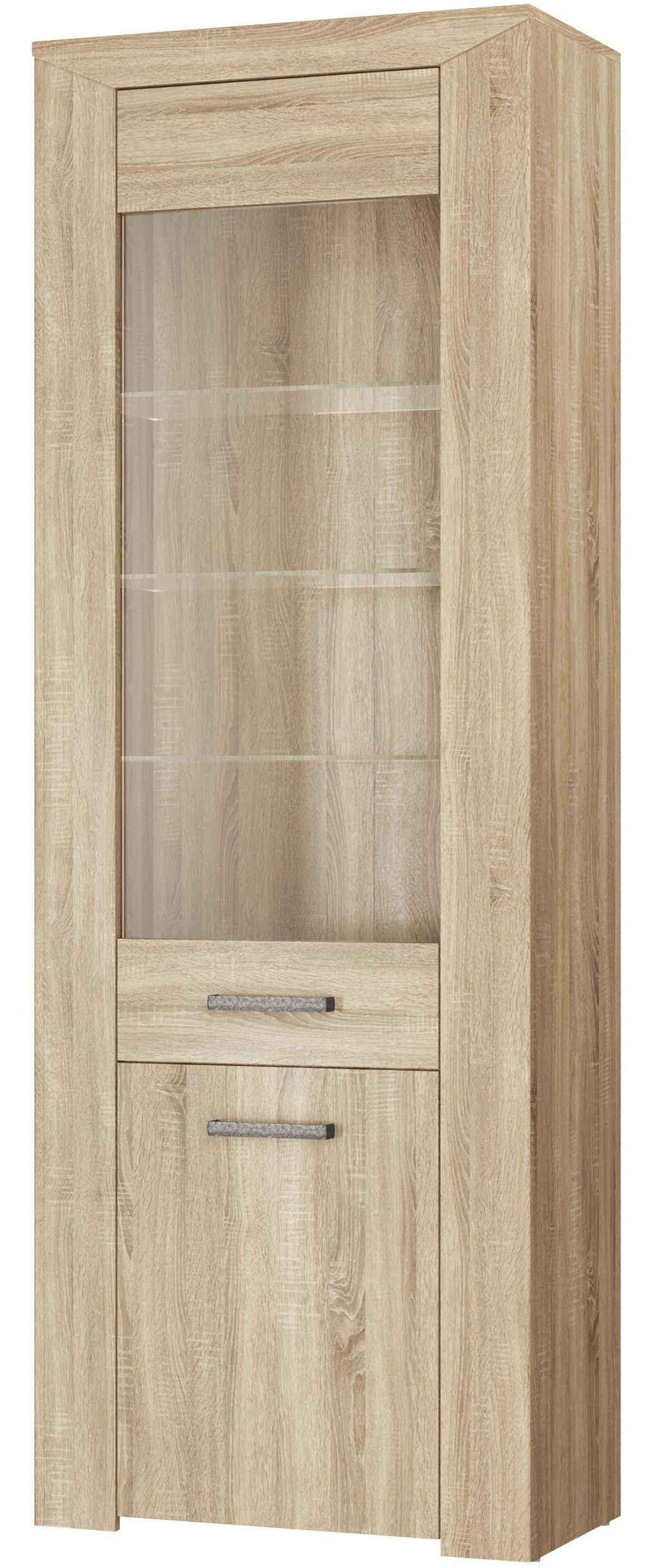 Vitrină LORENZO - stejar Sonoma, sticlă/material pe bază de lemn (69,6/197,2/38cm) - Modern Living