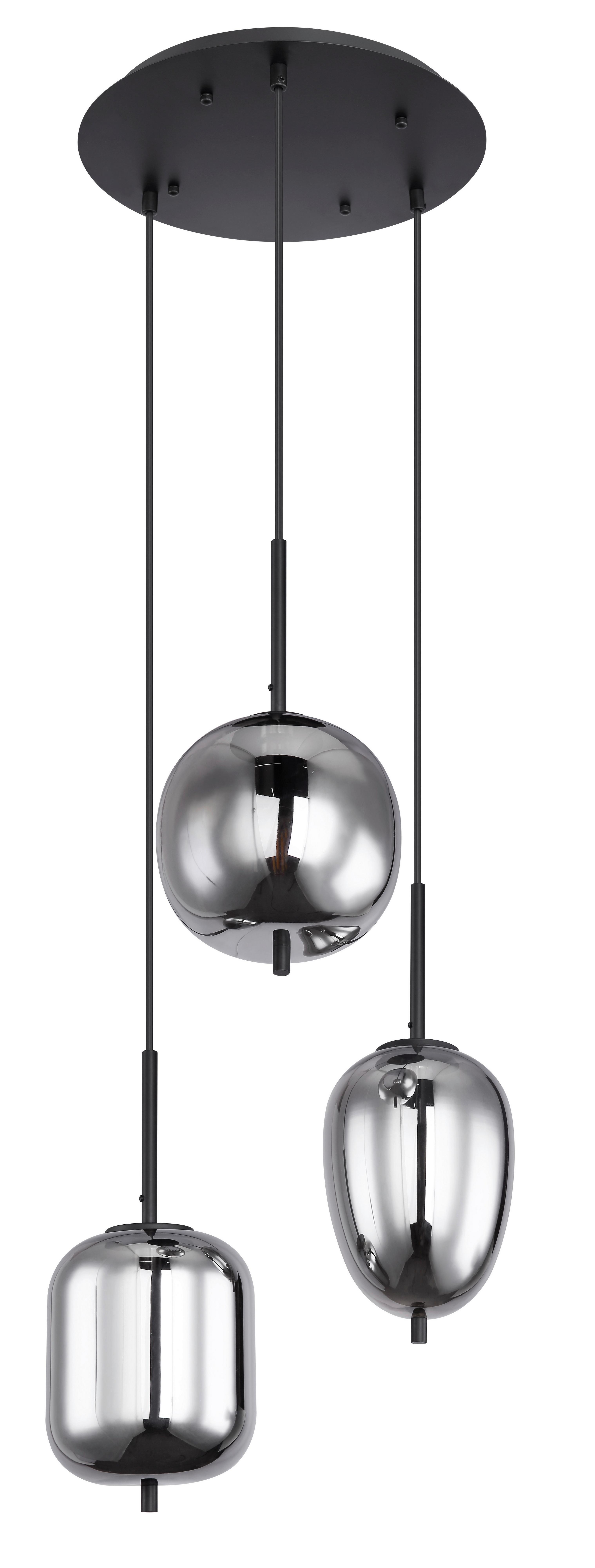 Viseča Svetilka Jeanette, 3 X 40 W - črna, Moderno, kovina/steklo (40/120cm) - Premium Living