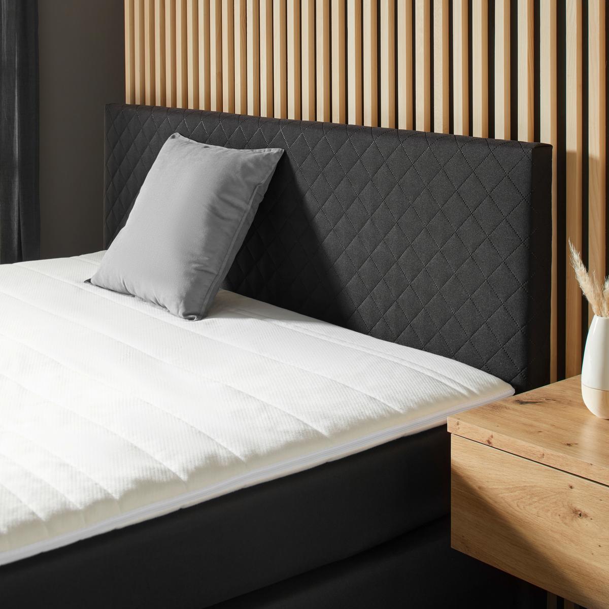 Boxspringbett Mali New in Schwarz ca. 140x200cm - Chromfarben/Schwarz, KONVENTIONELL, Kunststoff/Textil (140/200cm) - Based