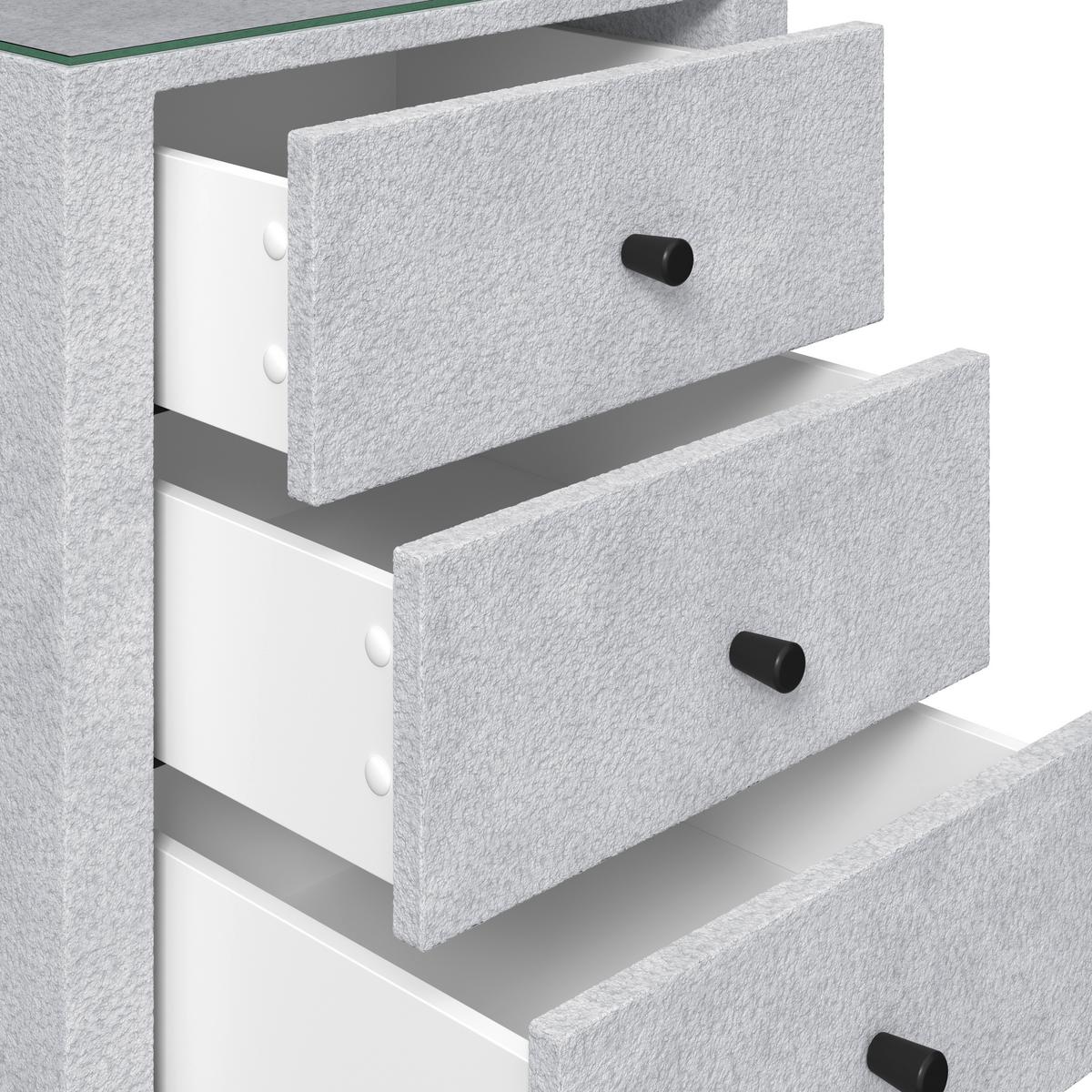 Noćni Ormarić Elysia - svijetlo siva, Trend, staklo/drvni materijal (48/68/45,5cm) - Premium Living