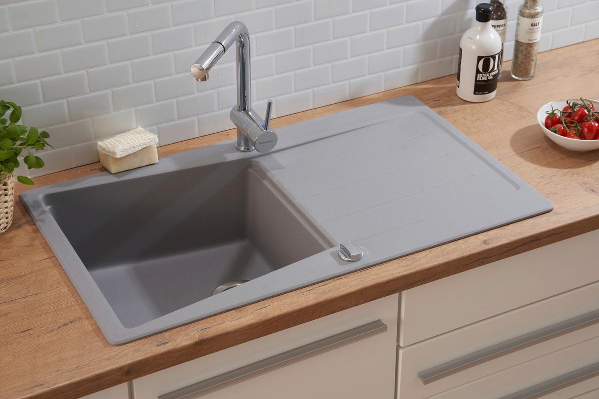 Granitspüle Seattle ca. 86x20x50 cm Grau - Grau, Trend, Stein (86/20/50cm) - Respekta