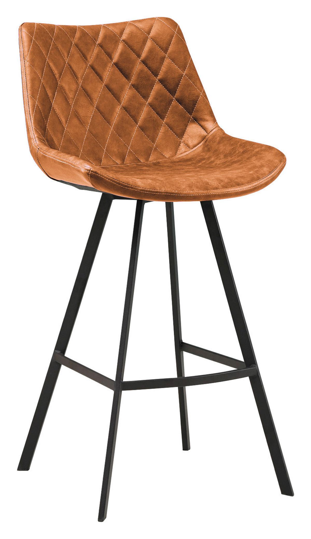 Barhocker-Set Bowie 2er-Set ca. 50x102 cm Cognac - Cognac/Schwarz, KONVENTIONELL, Textil/Metall (50/102/55cm) - MID.YOU