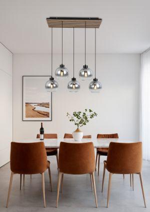 LAMPA WISZĄCA FONTANA - kolor dębowy/czarny, Natur, materiał drewnopochodny/tworzywo sztuczne (82/34/120cm) - Novel