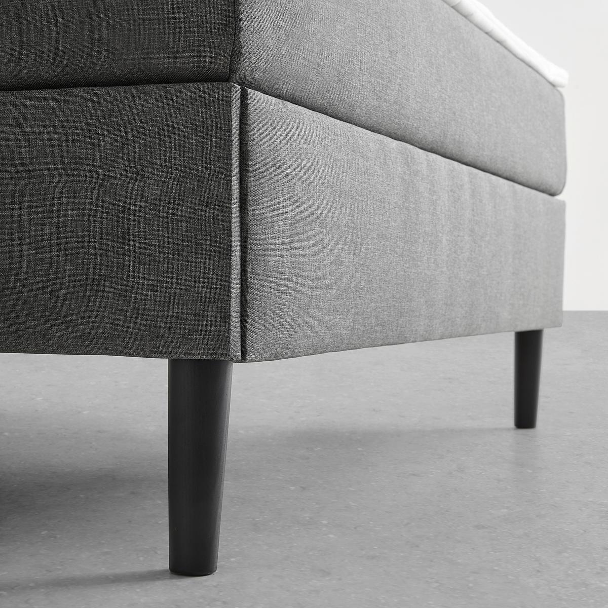 Bett Janis in Grau ca. 120x200cm - Schwarz/Grau, KONVENTIONELL, Holz/Textil (120/200cm) - Based