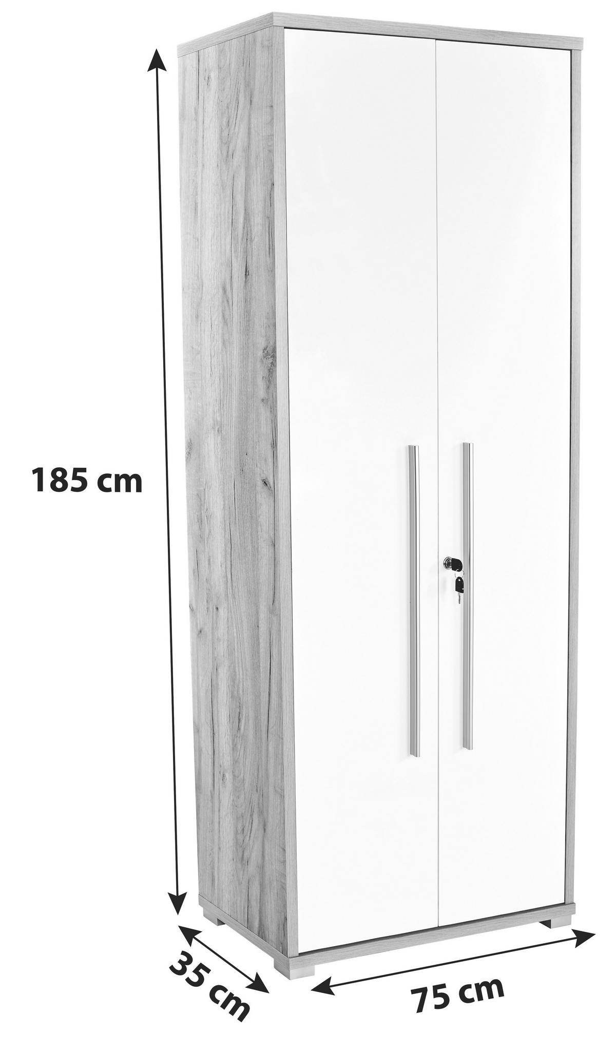 Pisarniška Omara Profi, Bela, Barva Hrasta - barve hrasta/bela, Moderno, leseni material (75/185/35cm) - Mömax