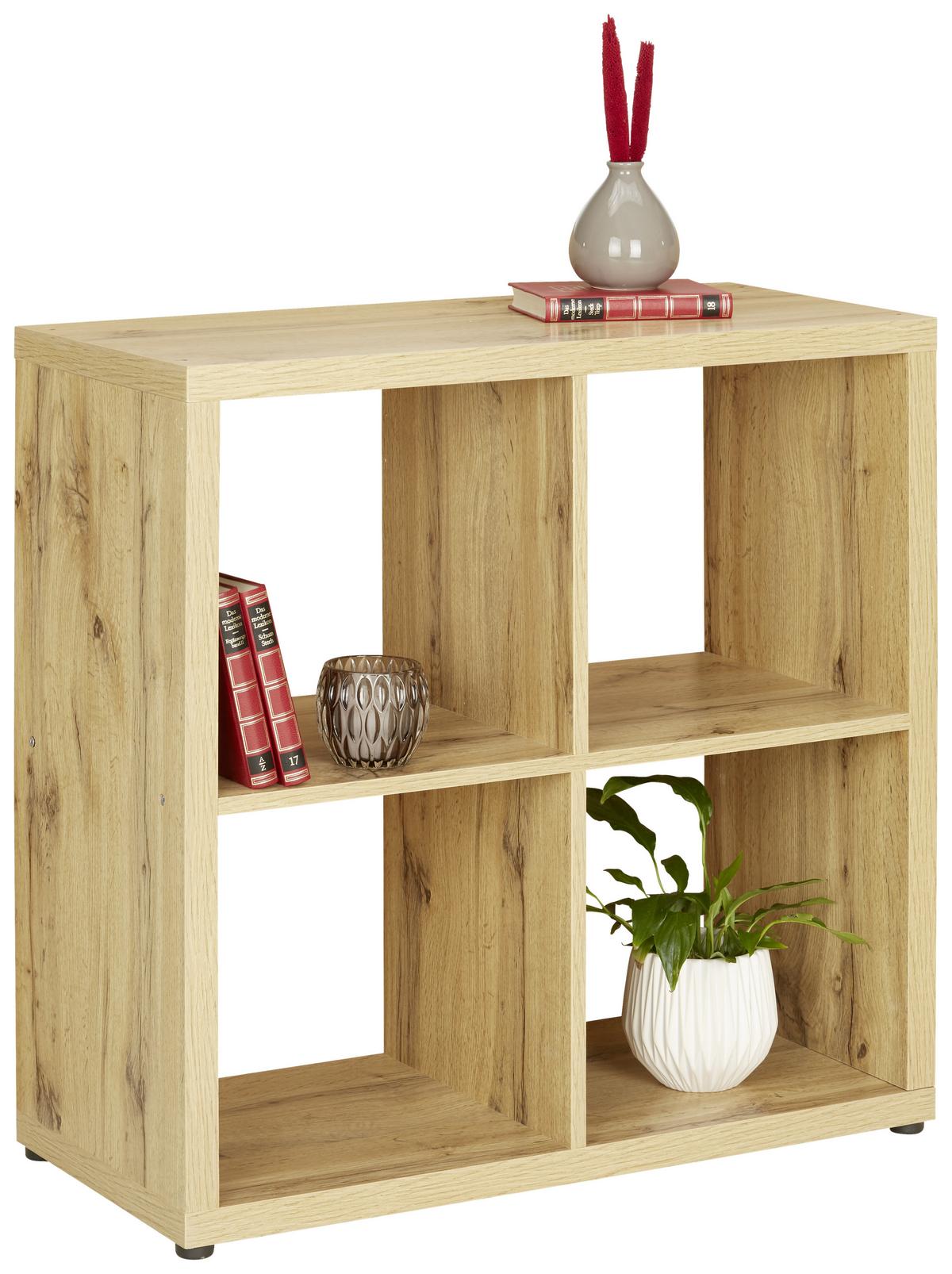 étagère Kalle aus Wotaneiche - couleur de chêne, Modern, matière synthétique/matériau de bois (76/76/34cm) - Mömax