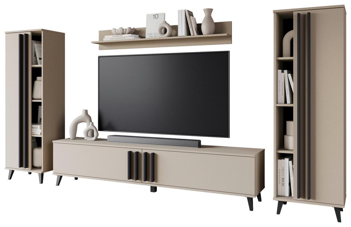 Dnevni Regal Helsinki 1, Bež, 4-Delno - črna/bež, Trend, umetna masa/leseni material (270/140/33cm)