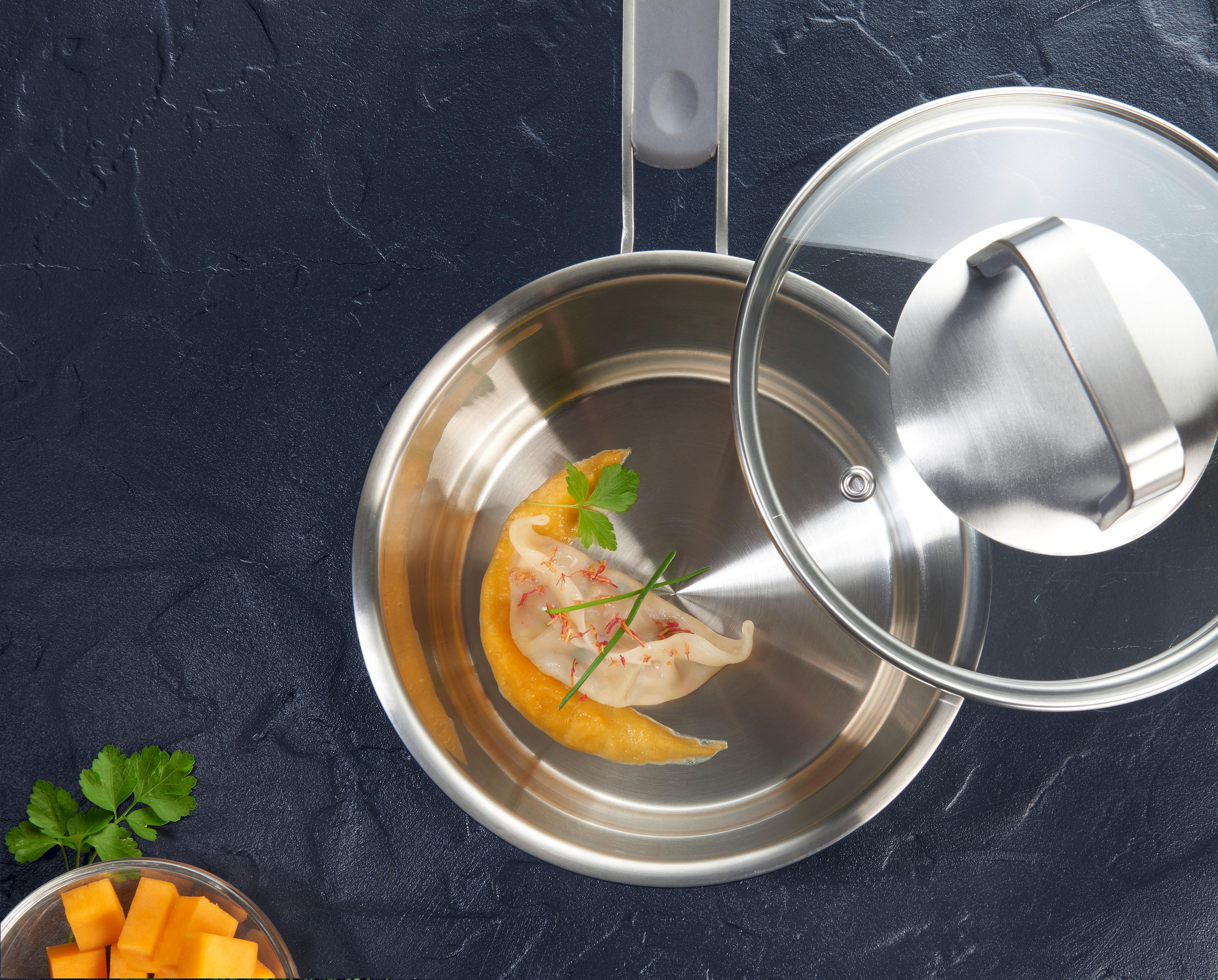 Stielkasserolle Silver Line ca. 1,6l - Klar/Edelstahlfarben, Konventionell, Glas/Metall (16/9,5cm) - Gourmesto