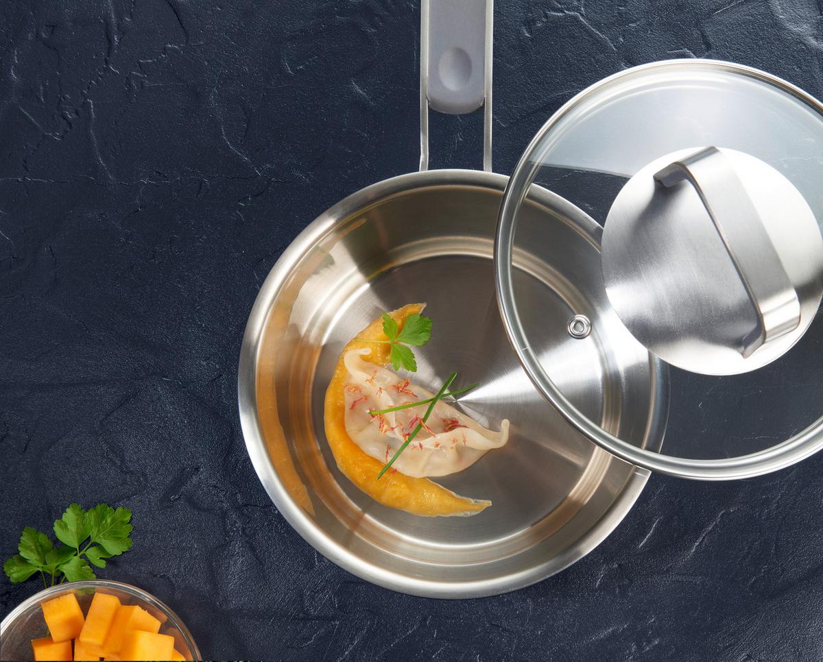 Lábas Fedővel Átm.: Kb. 16cm Silver Line - nemesacélszínű/átlátszó, Konventionell, Üveg/fém (16/9,5cm) - Gourmesto